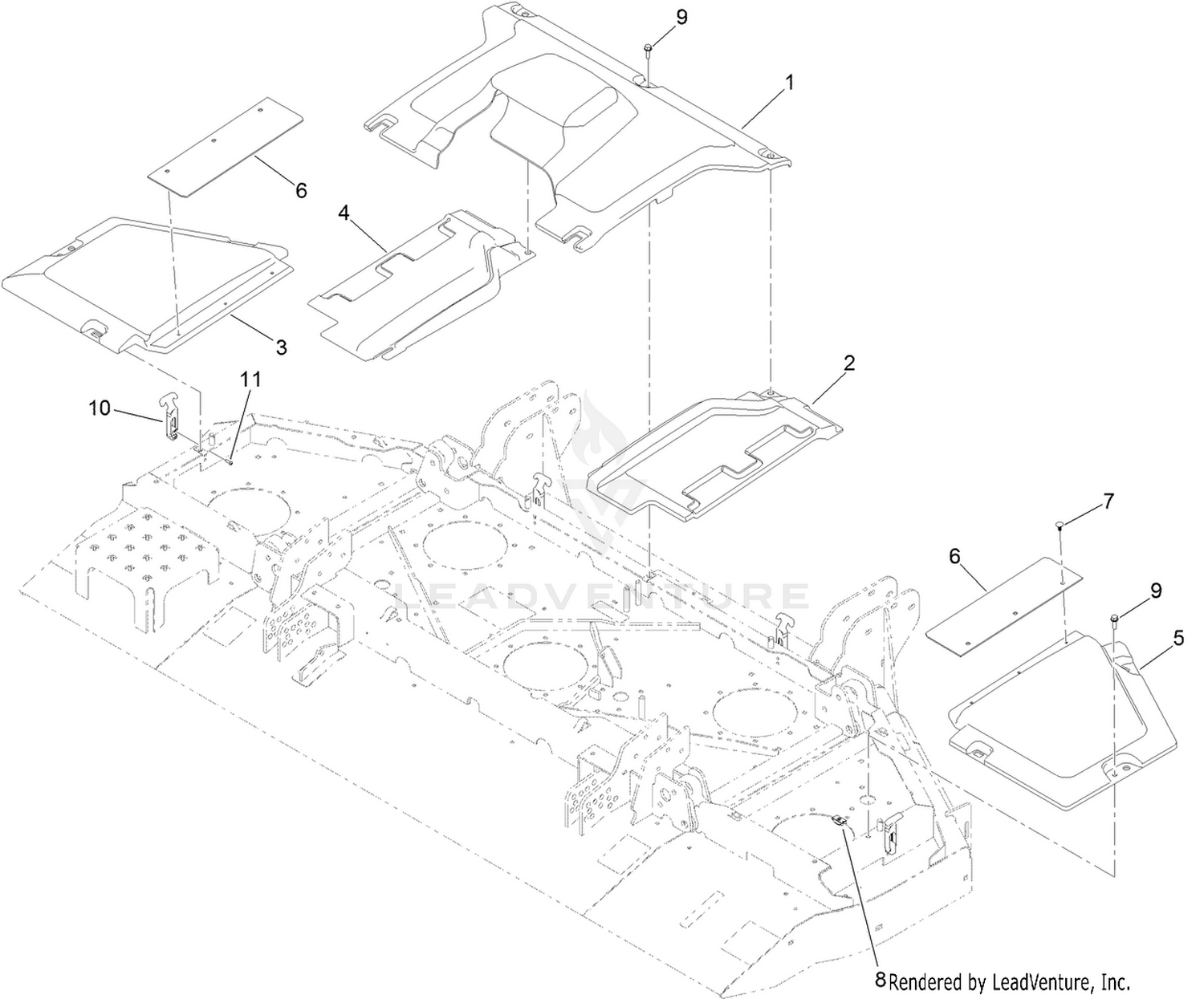 Center Front Deck Belt Cover Assembly
