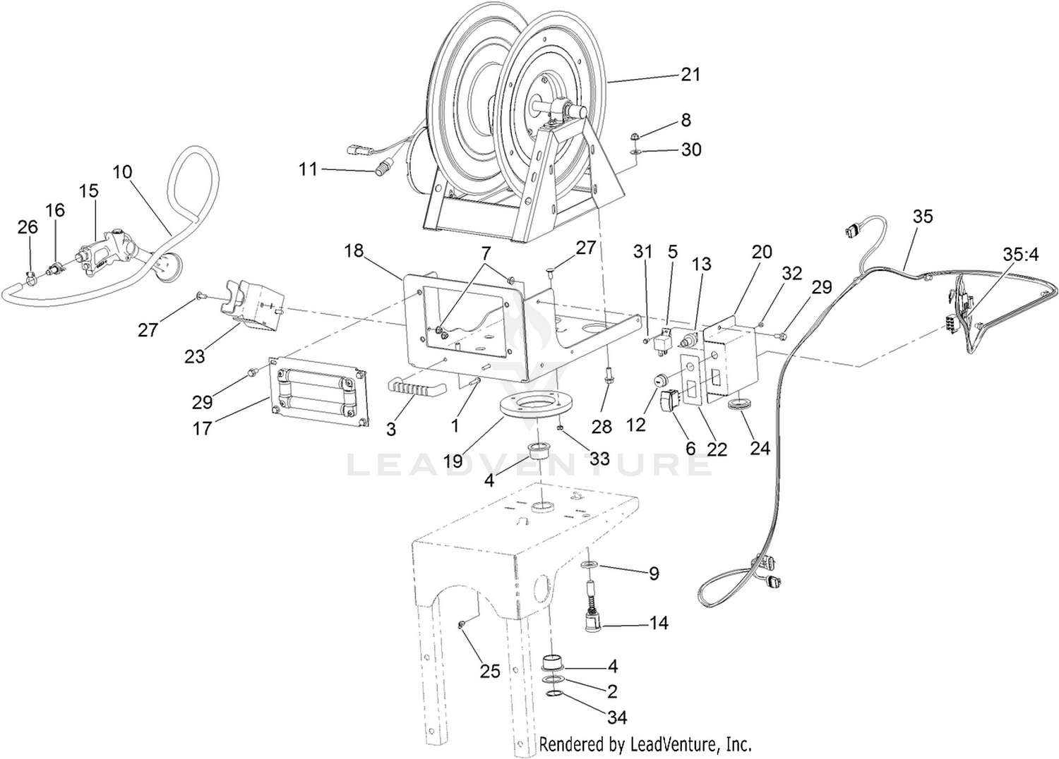 Hose Reel and Spray Gun Assembly