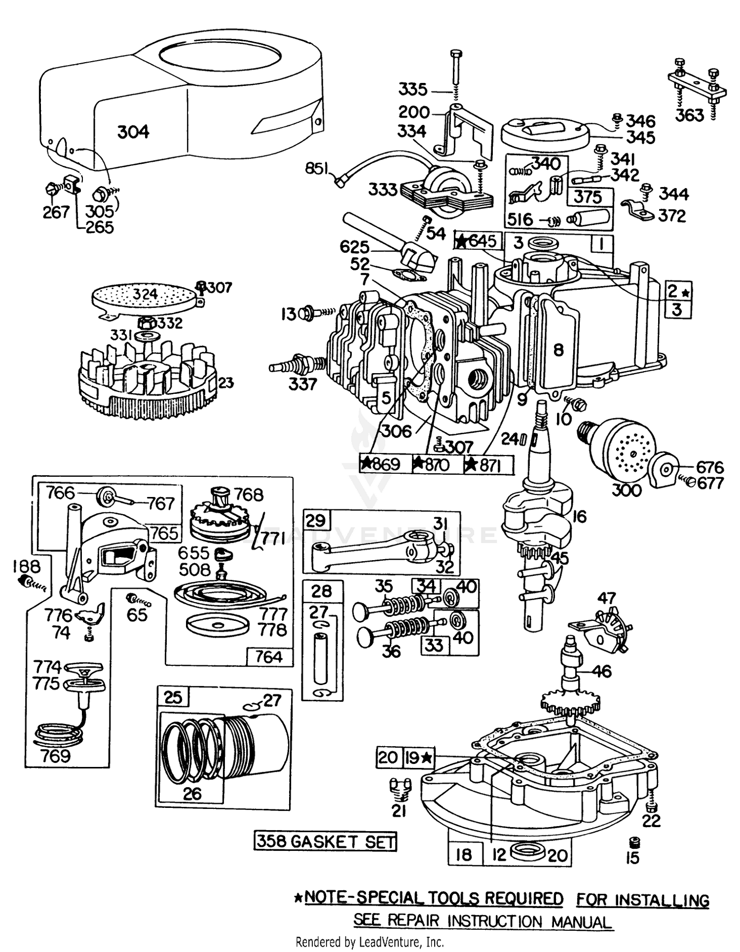 Engine Briggs  Stratton Model No. 92908-1844-01