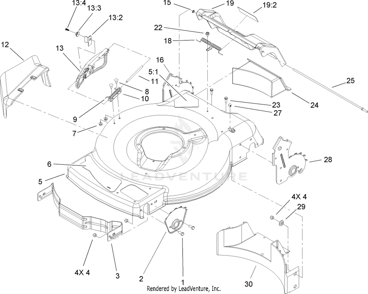 Deck, Side Chute and Rear Door Assembly