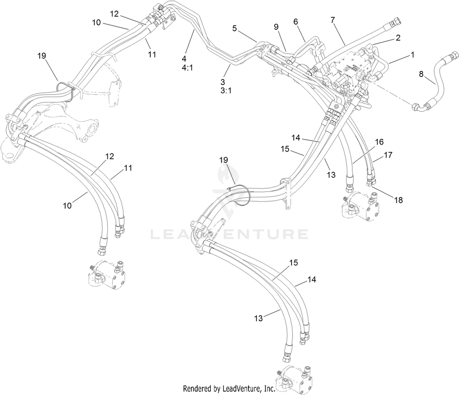 Hydraulic Mow  Hose Routing Assembly