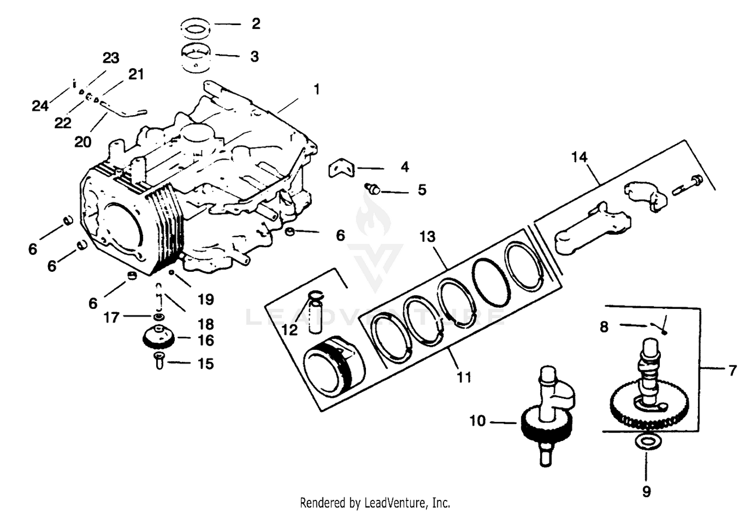 Crankcase-Engine Kohler Model No. Cv12.5t-1254