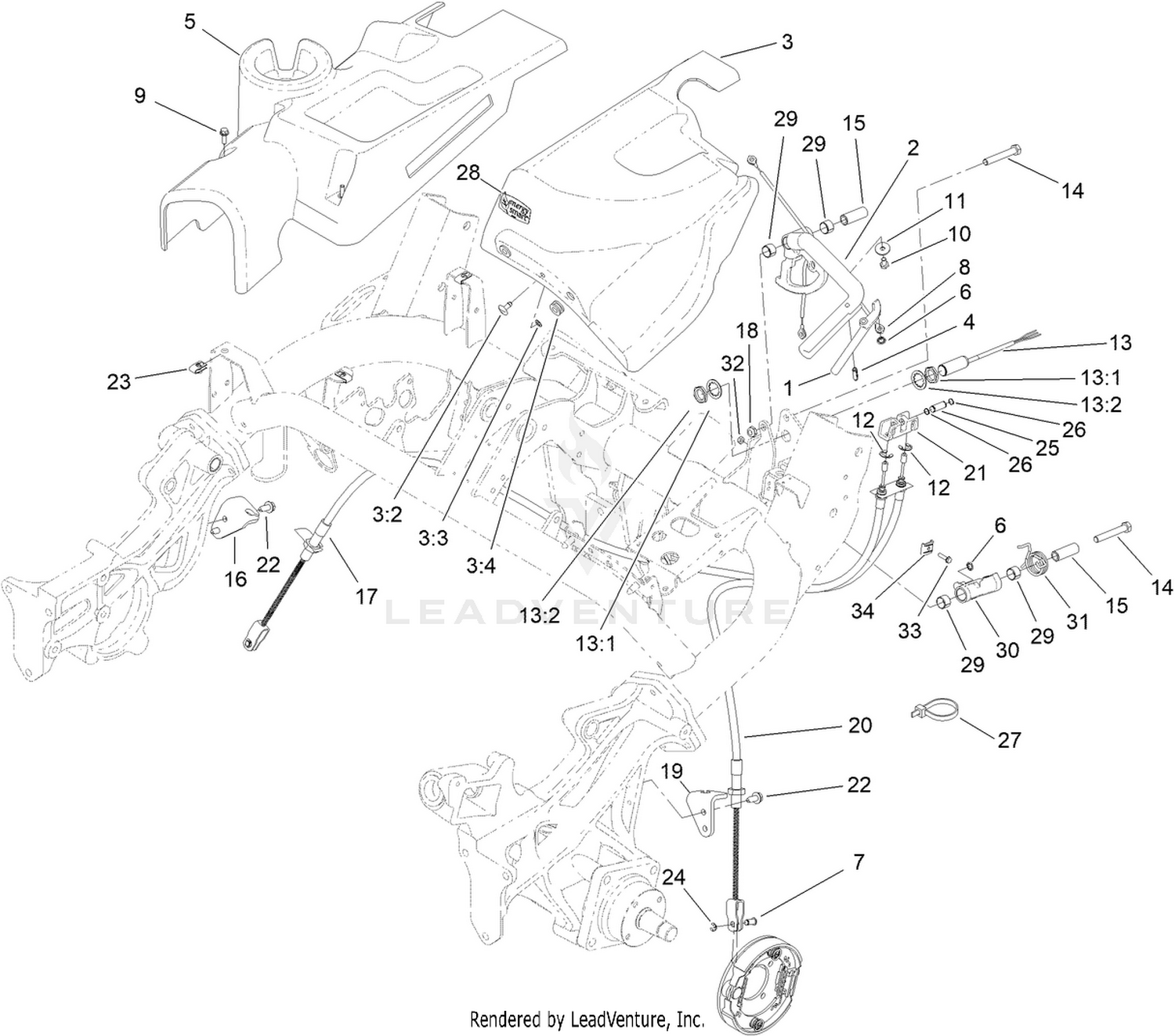 Brake Cable and Lever Assembly
