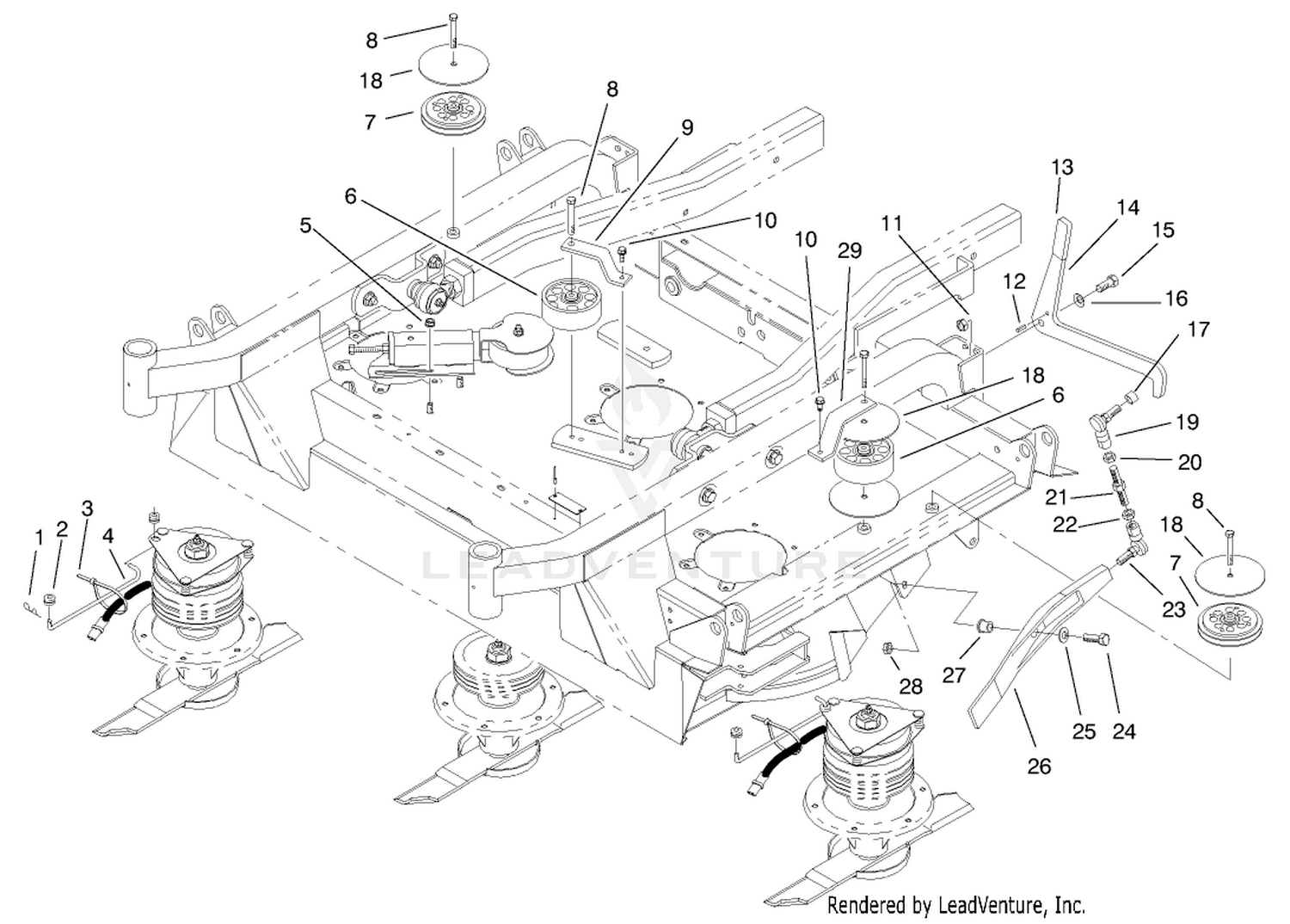 Center Deck Pulley Assemblies