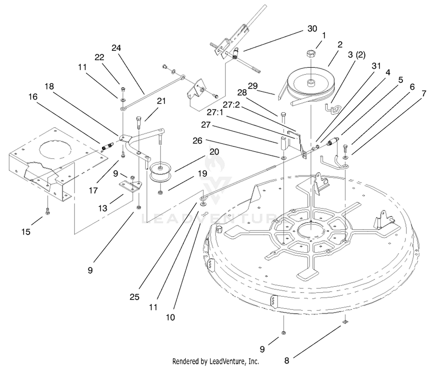 32" Deck Blade Drive  Braking Components Assembly