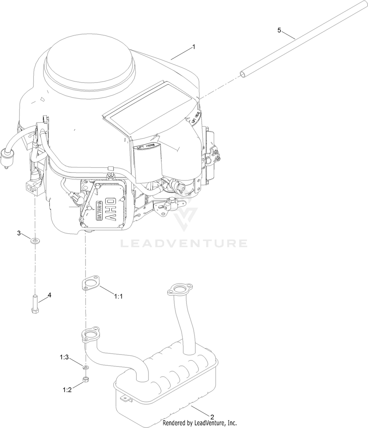 Engine and Muffler Assembly
