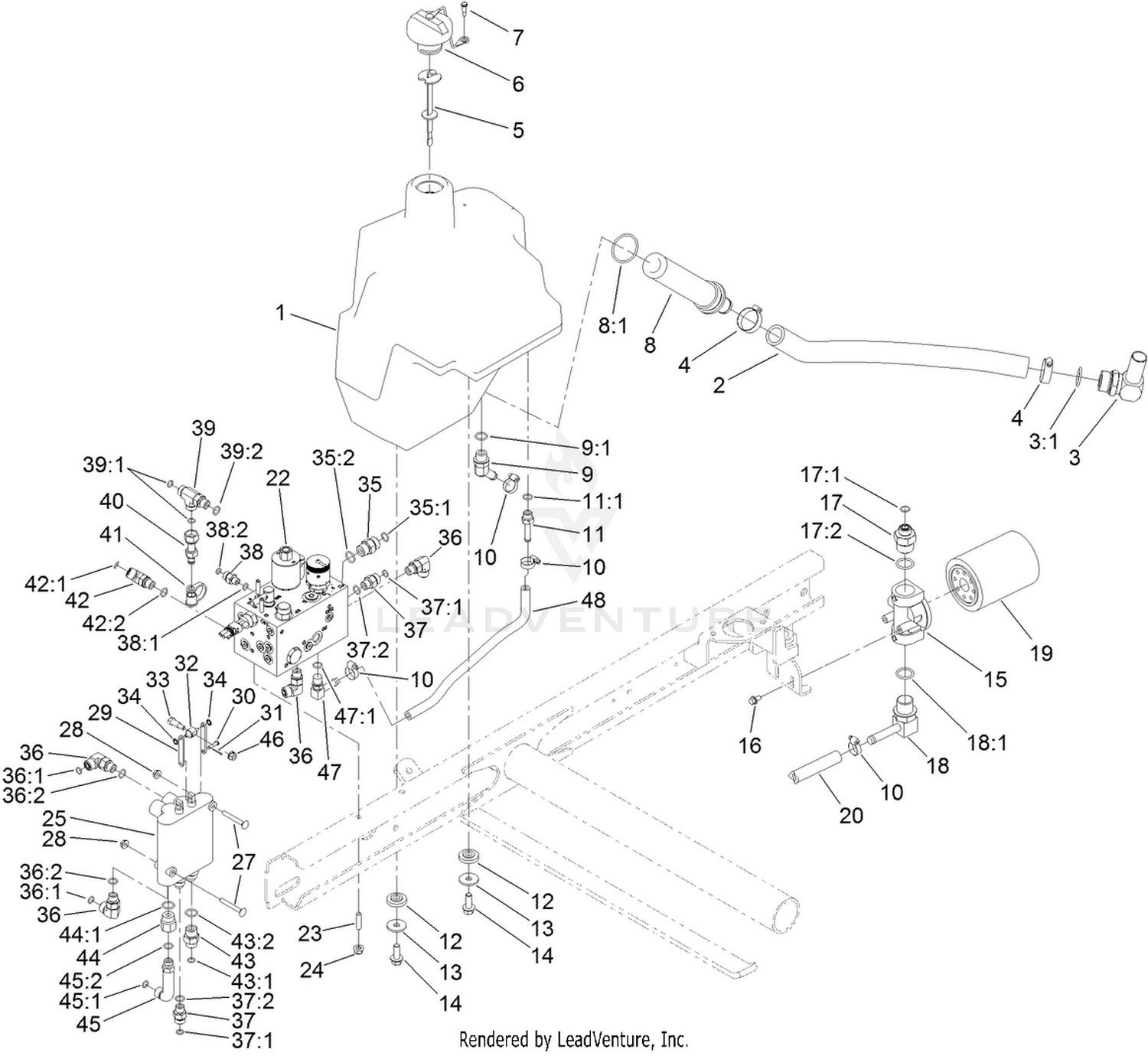 Hydraulic Tank and Control Valve Assembly