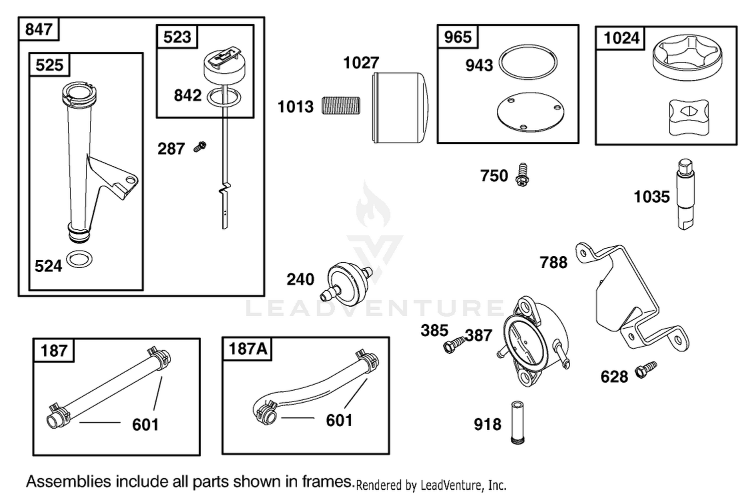 Oil Filter, Tube, and Pump Assembly Engine Briggs and Stratton Model 406777-0157-E1