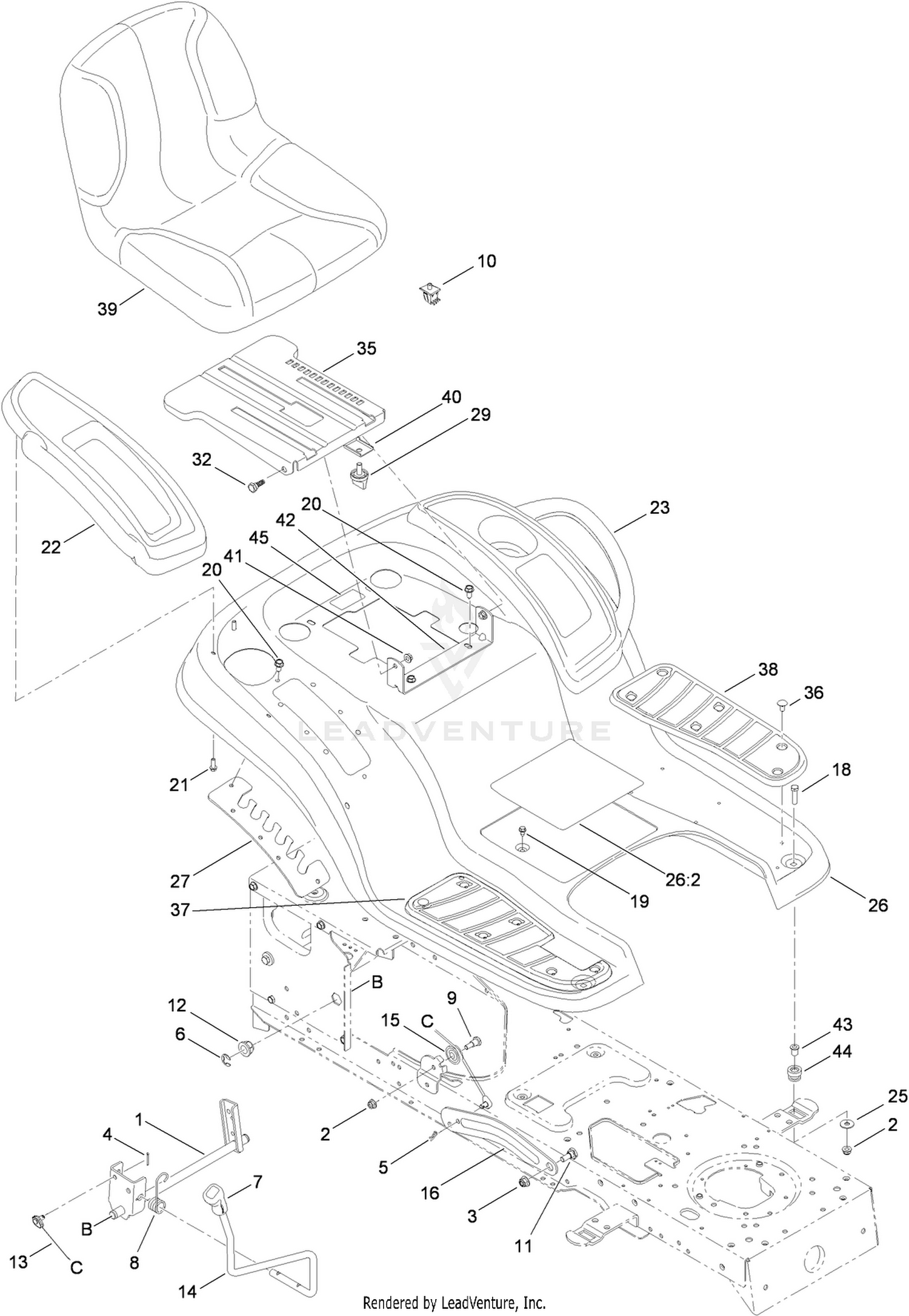 Seat, Fender and Deck Lift Assembly
