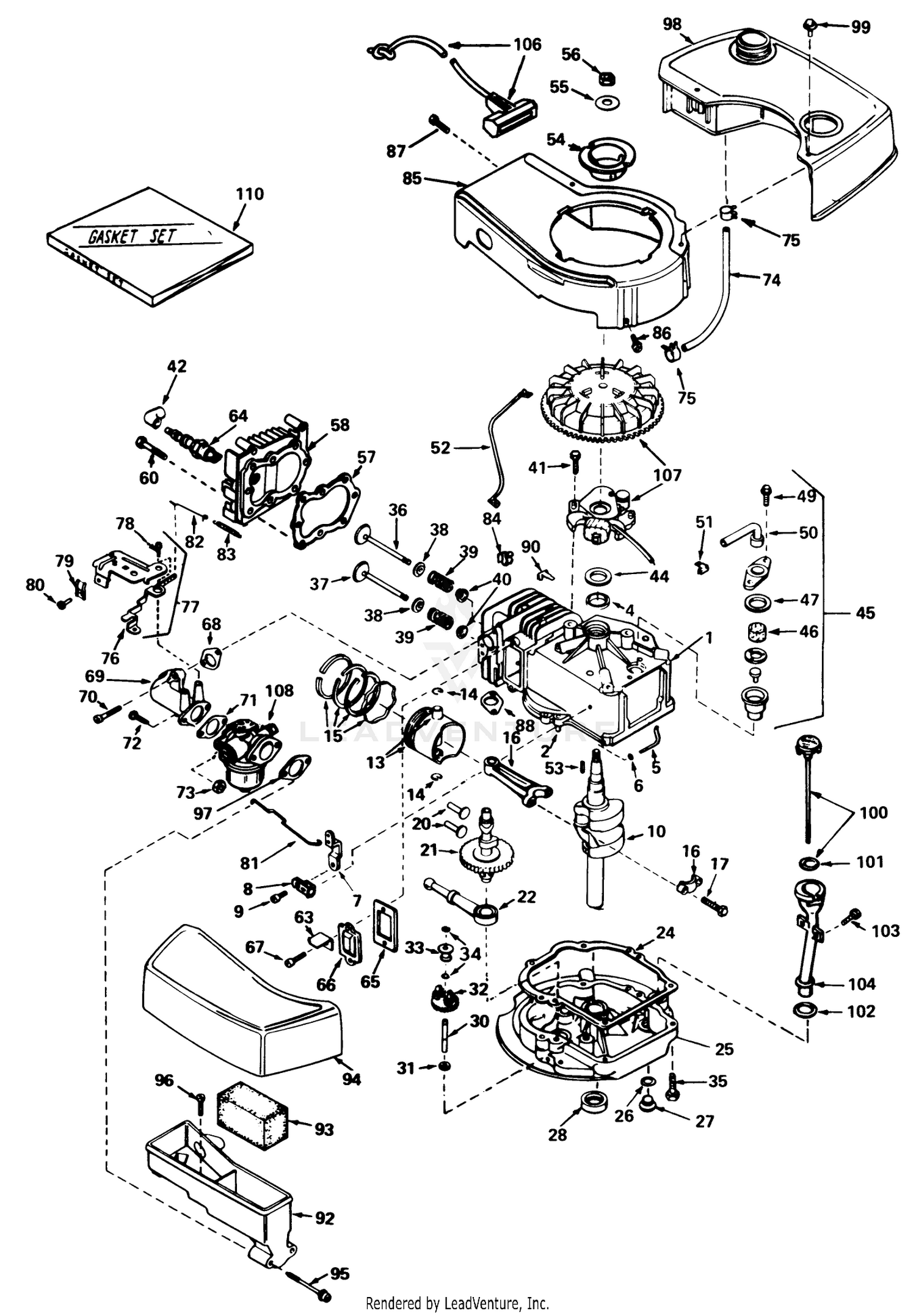 Engine Tecumseh Model No. Tnt 100-10056a (mower Model No. 21738) 2