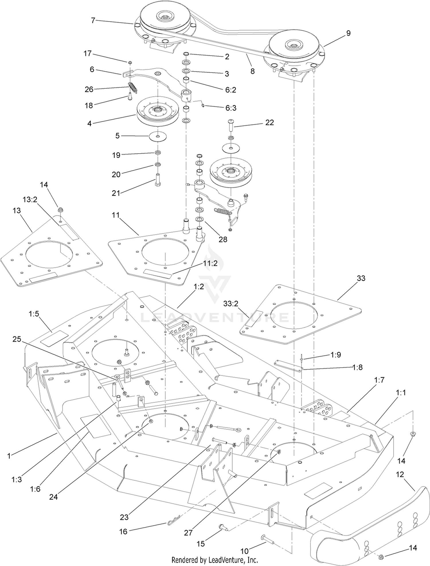 Front Deck Idler and Skid Assembly