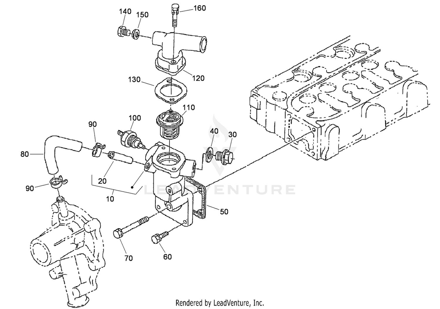 Water Flange and Thermostat Assembly