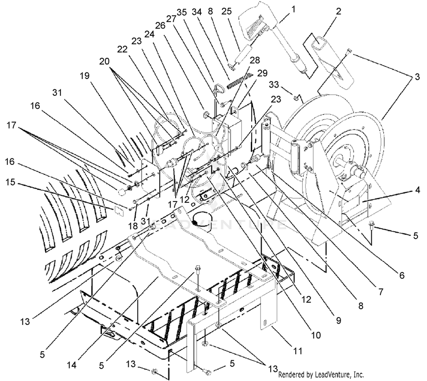 Hose Reel, Spray Gun and Electrical Box Assembly
