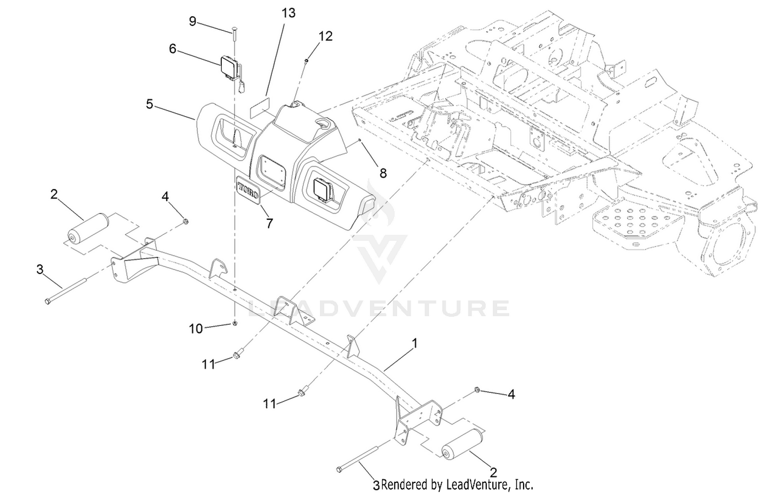 Front Shroud, Headlight and Roller Assembly