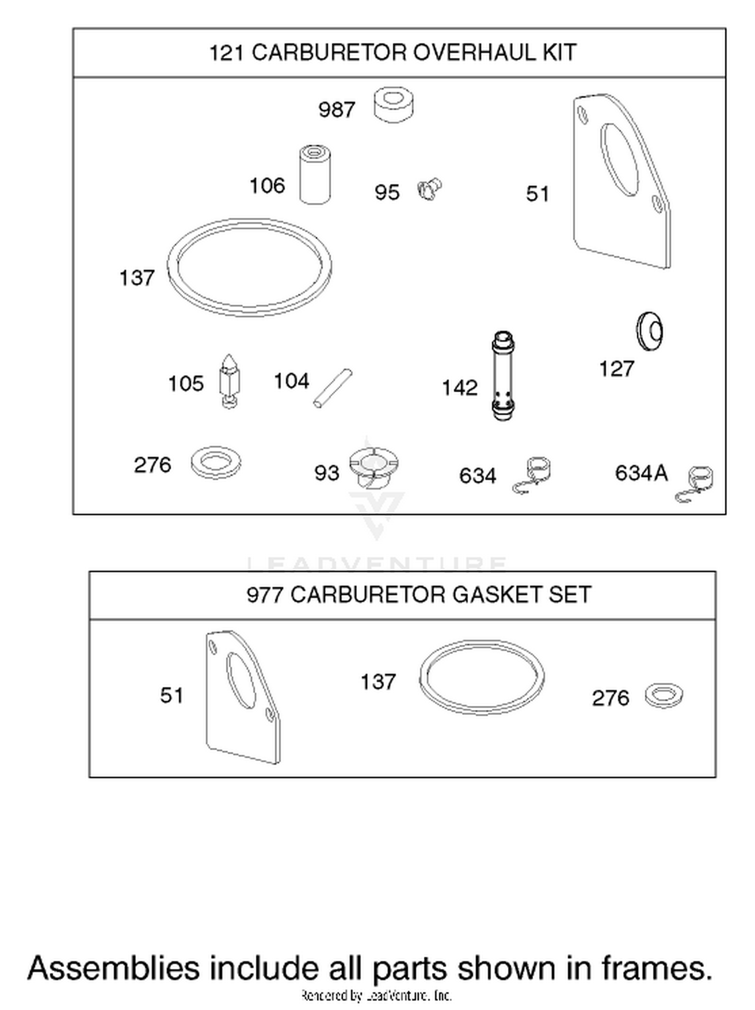 Carburetor Overhaul Kit Assembly Engine Briggs and Stratton Model 28M707-1127-E1