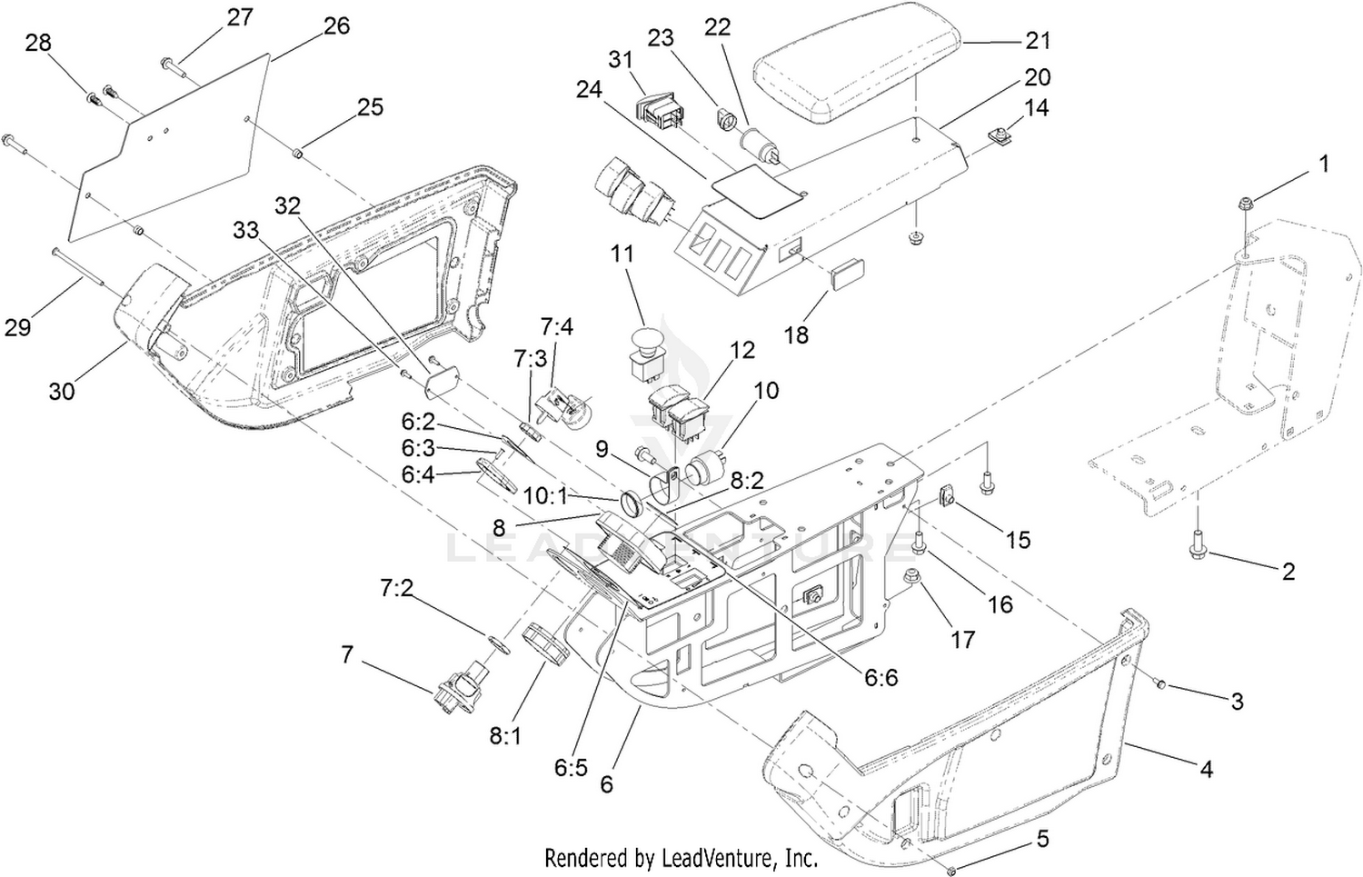 Armrest Control Panel Assembly