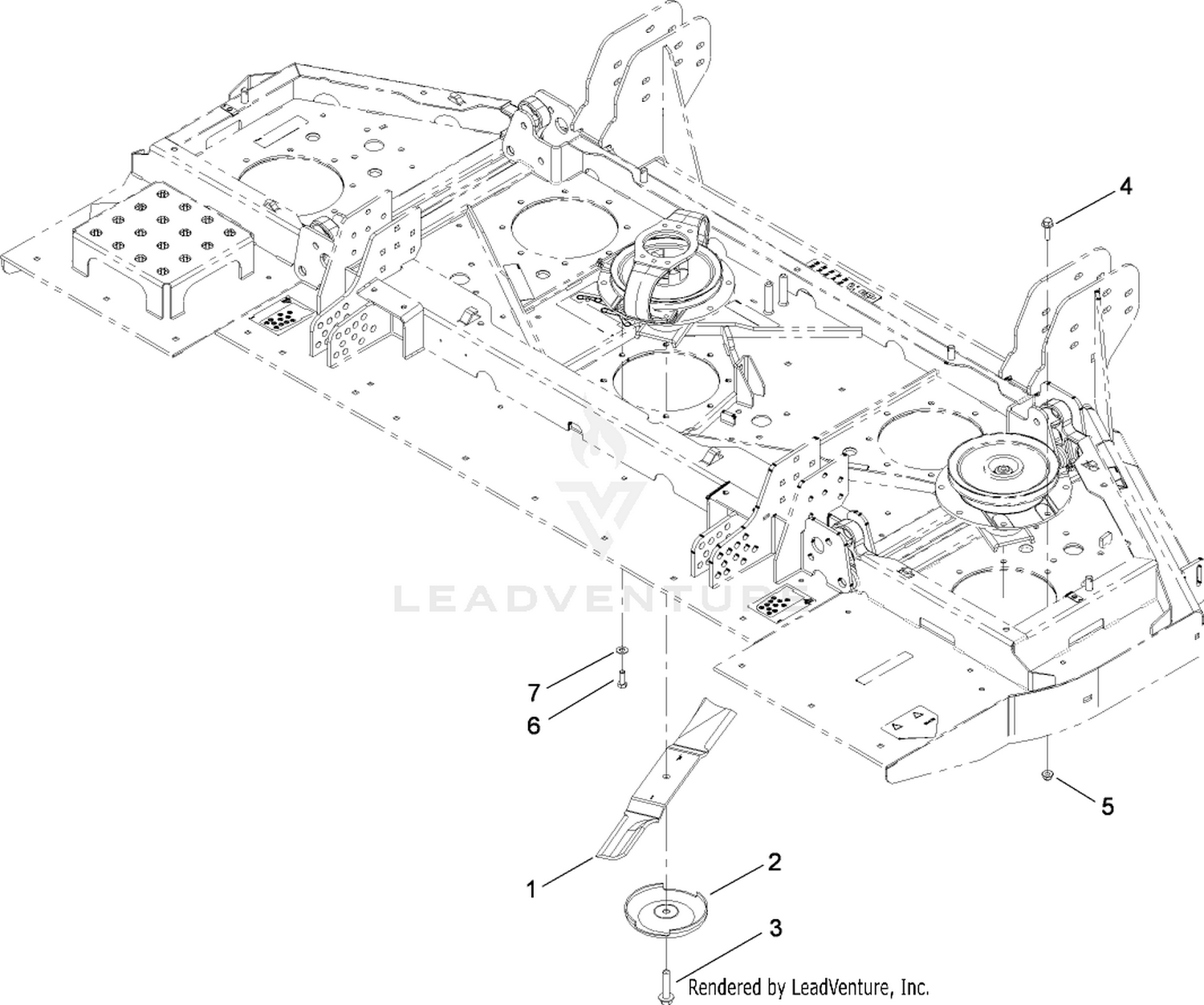 Center Deck  Spindle and Blade Assembly