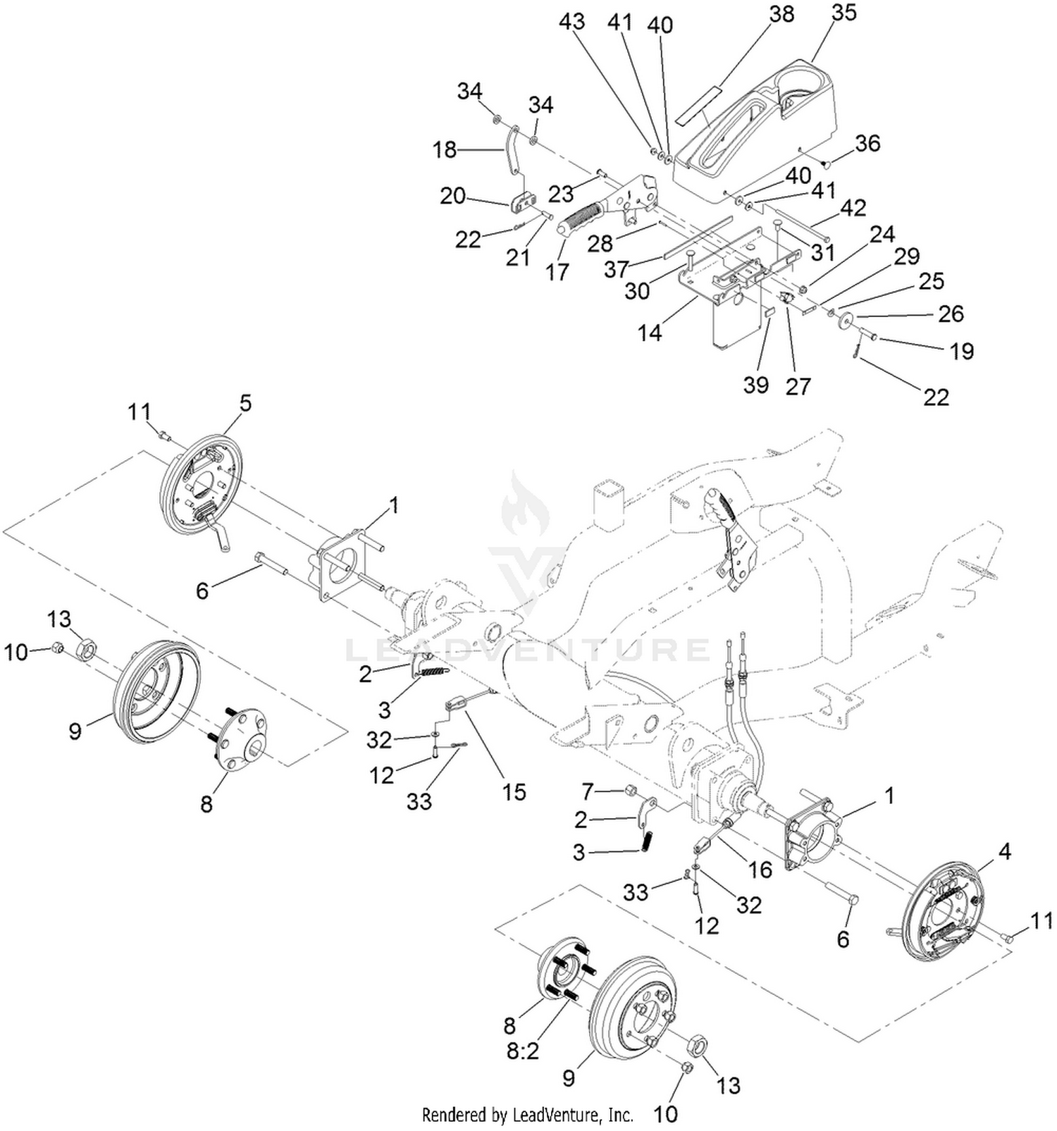 Front Axle and Parking Brake Assembly