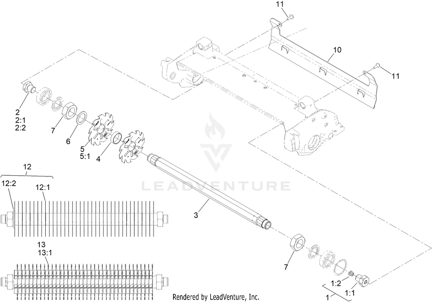Dethatcher Reel and Drive Assembly