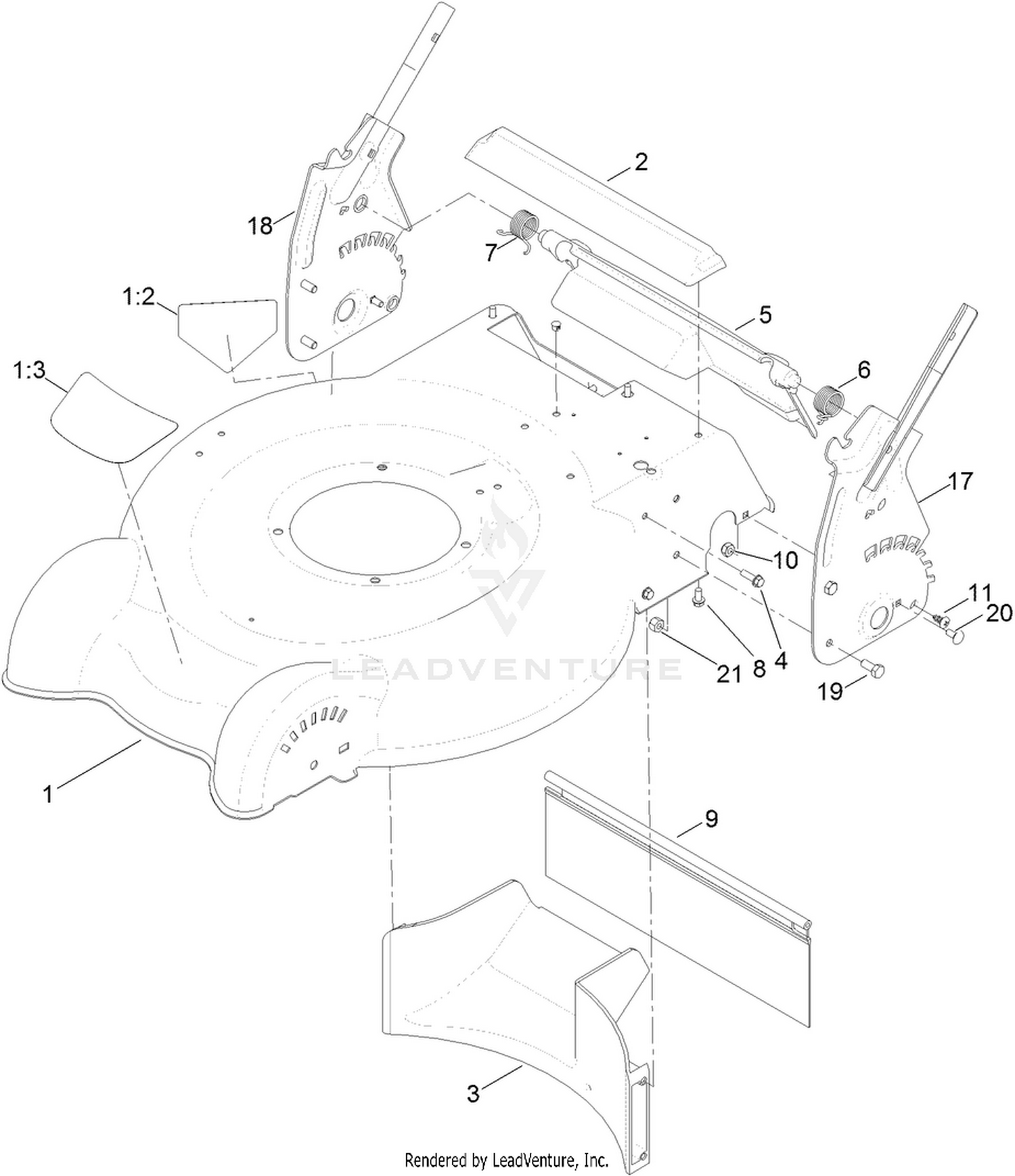 Housing, Rear Baffle and Height-of-Cut Assembly