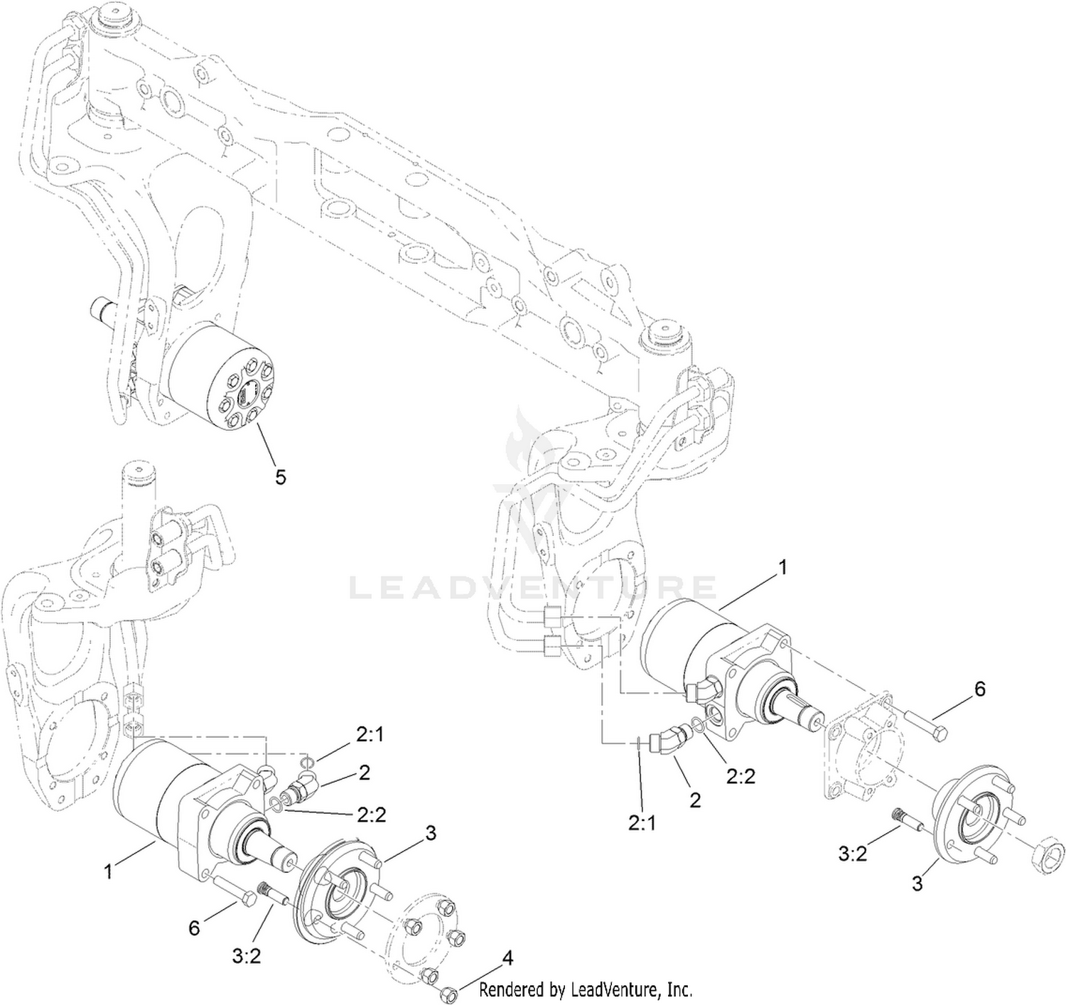 4 Wheel Drive Hydraulic Motor and Fitting Assembly