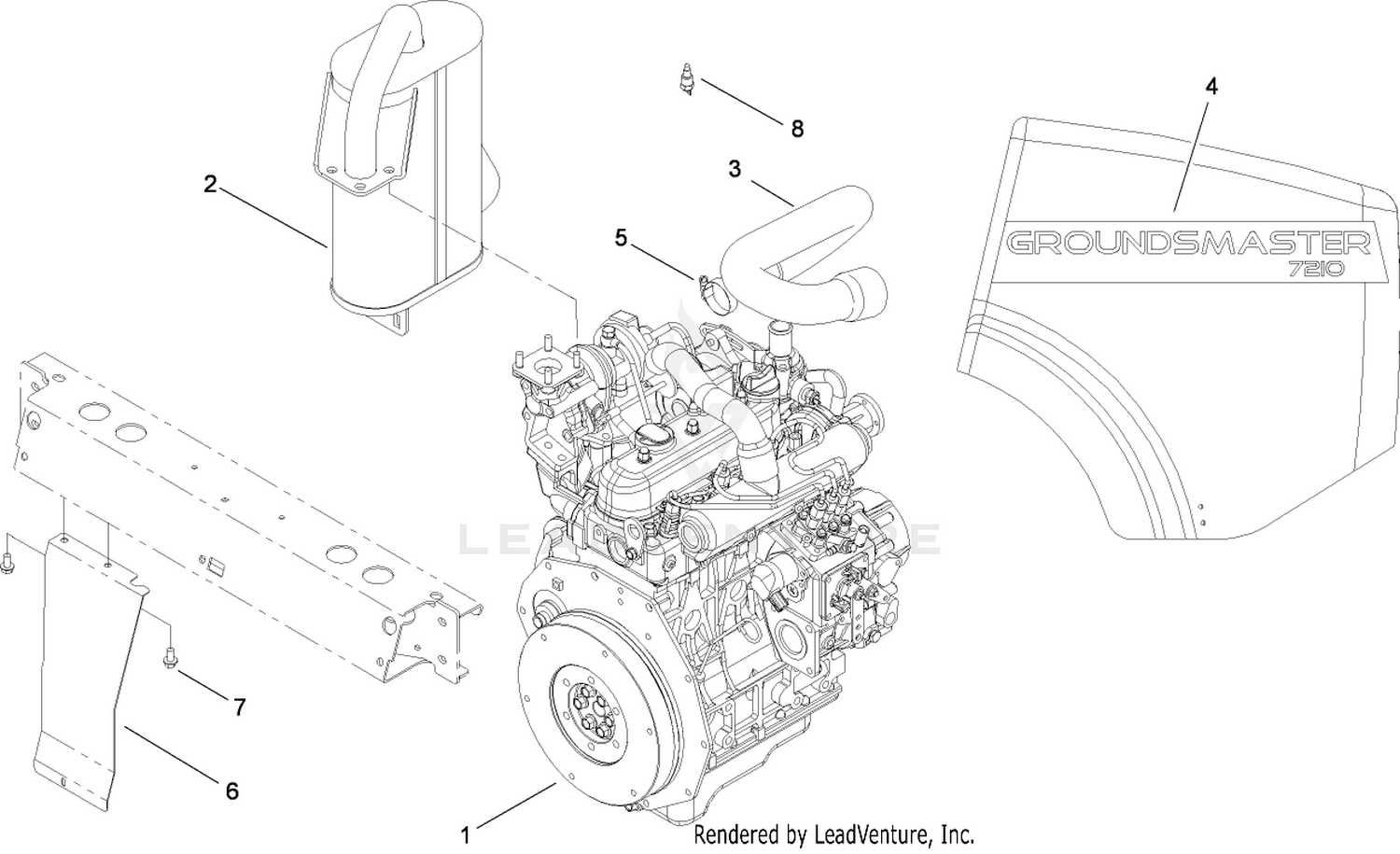Engine and Muffler Assembly