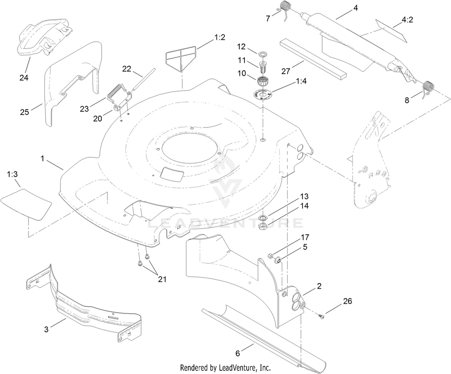 Housing and Rear Deflector Assembly