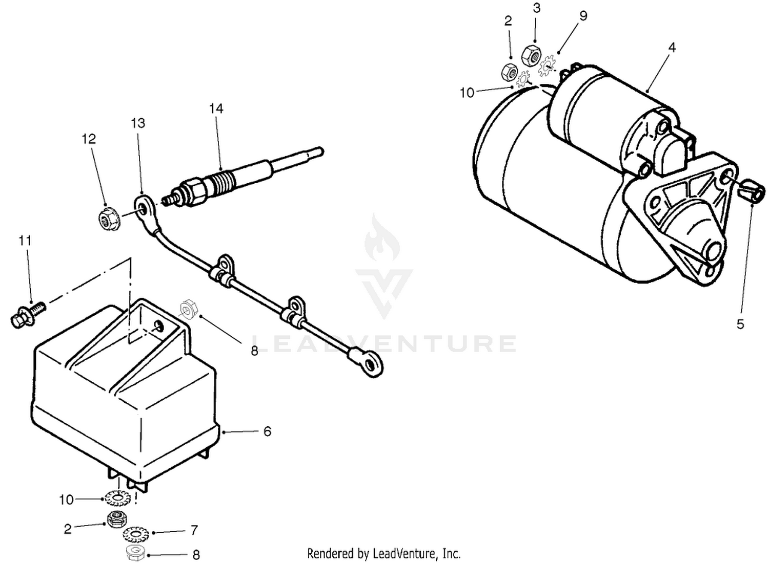 Starter And Glow Plugs Assembly