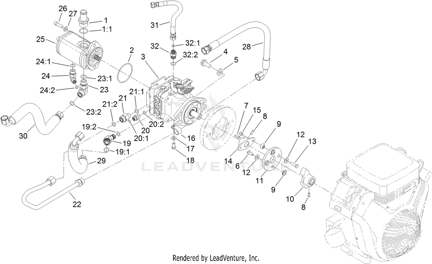 Hydrostat and Gear Pump Drive Assembly