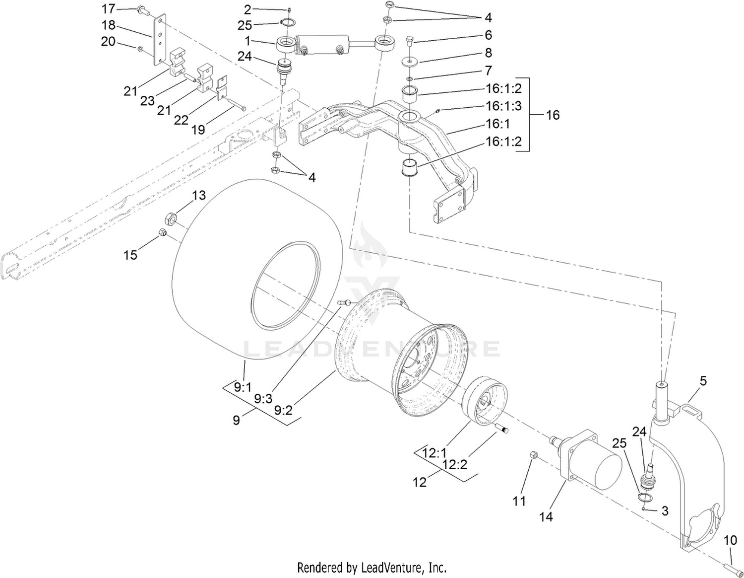 Rear Fork and Casting Assembly