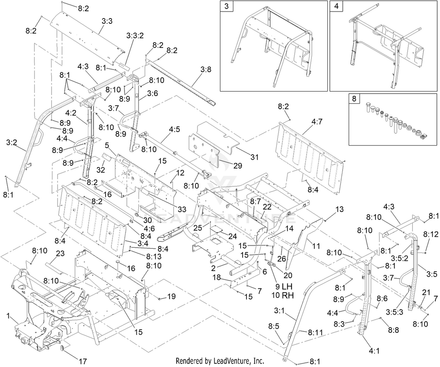 Frame and ROPS Assembly