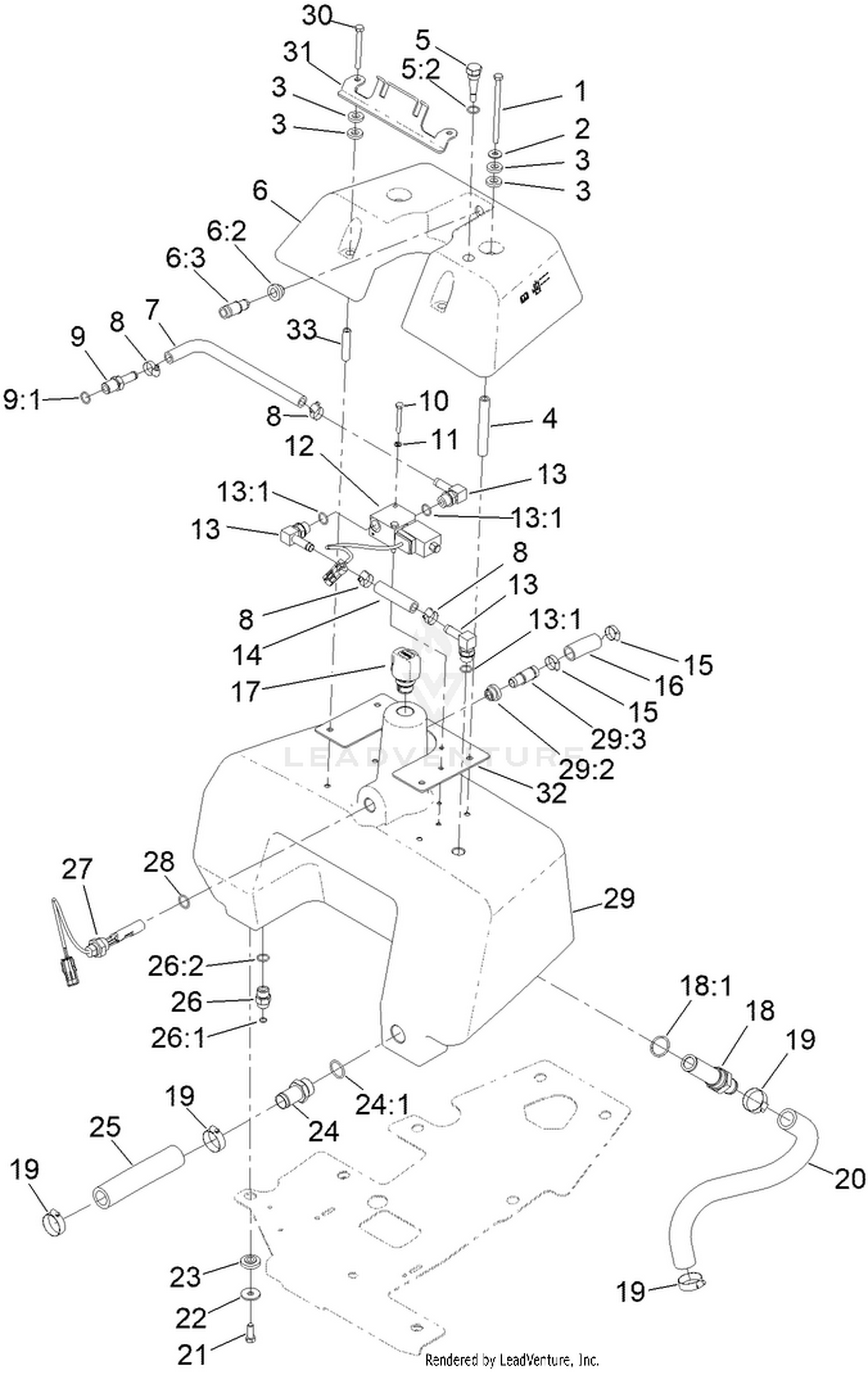 Hydraulic Reservoir and Leak Detector Assembly