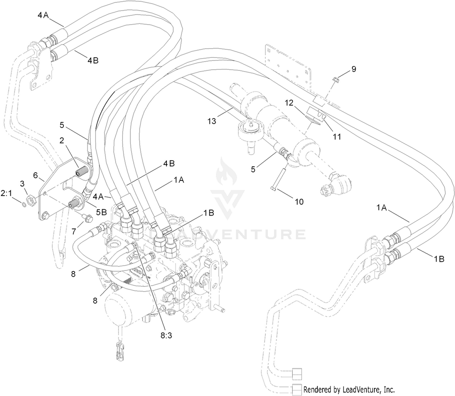 2 Wheel Drive Hydraulic Hose Assembly
