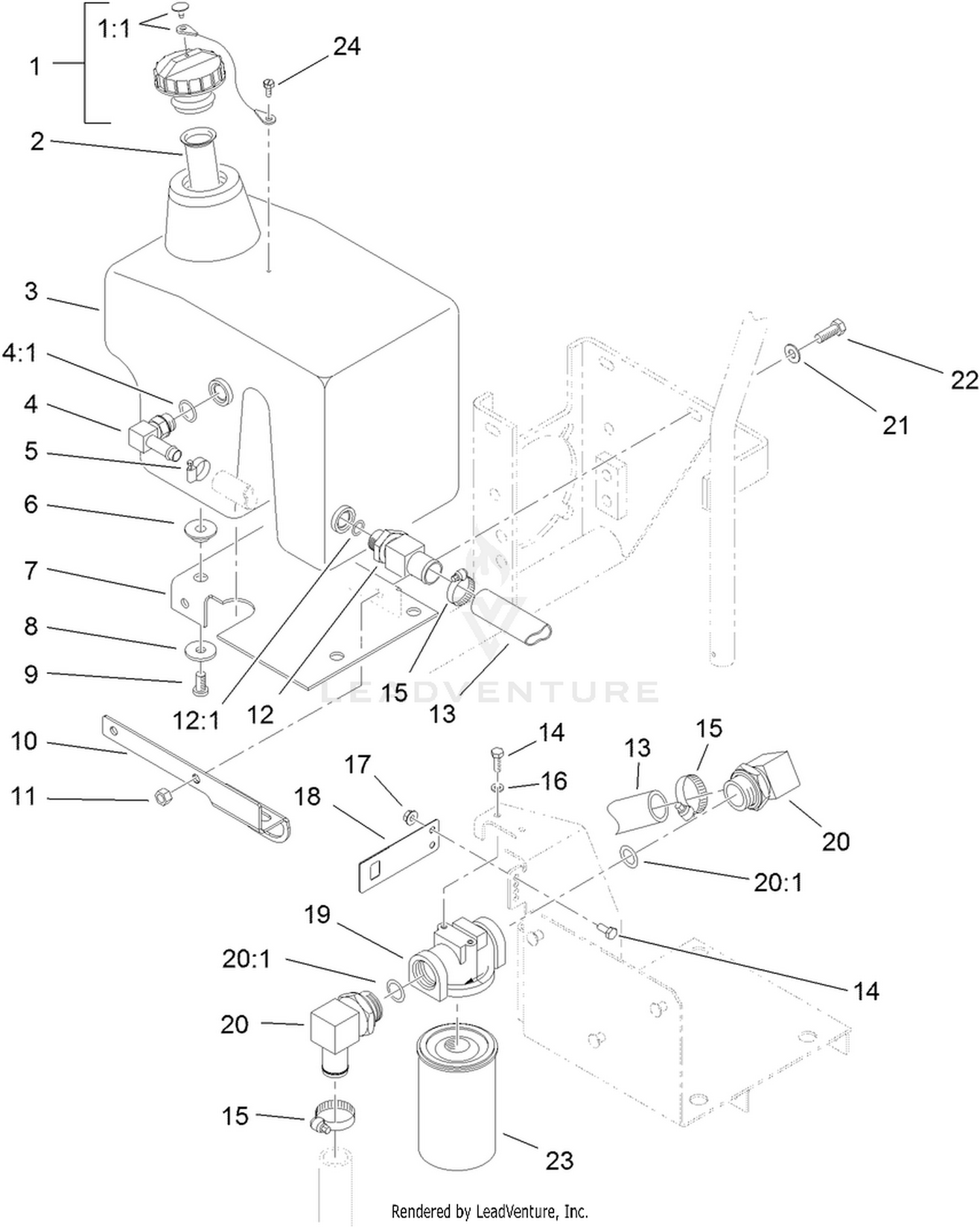 Hydraulic Oil Reservoir and Filter Assembly