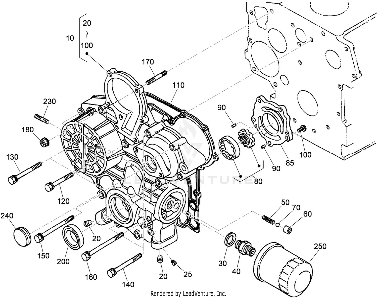 Gear Case and Oil Filter Cartridge Assembly