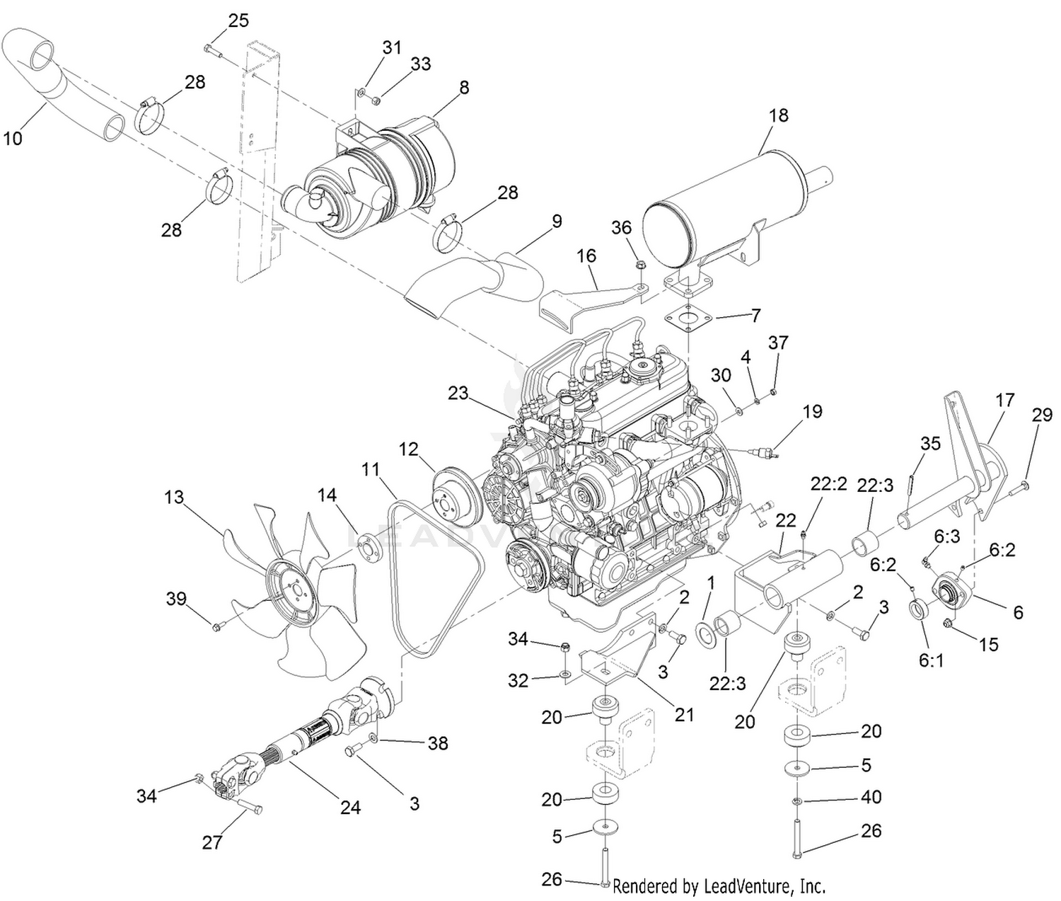 Engine, Clutch, Air Cleaner and  Drive Shaft Assembly