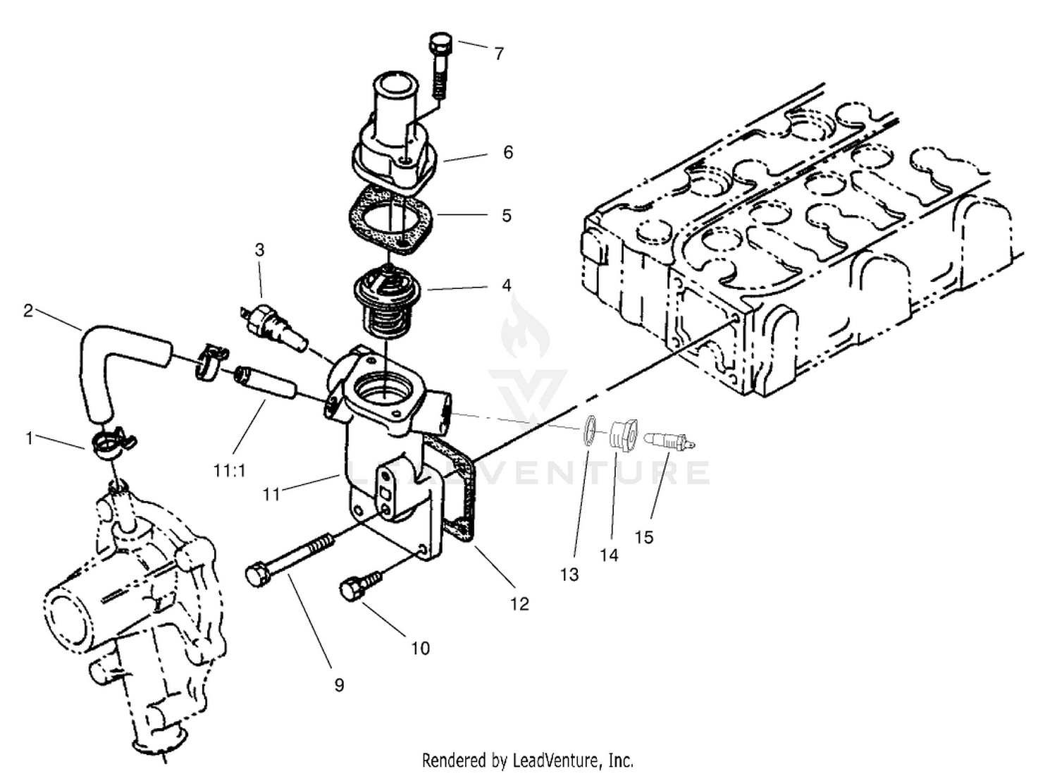 Water Flange and Thermostat Assembly