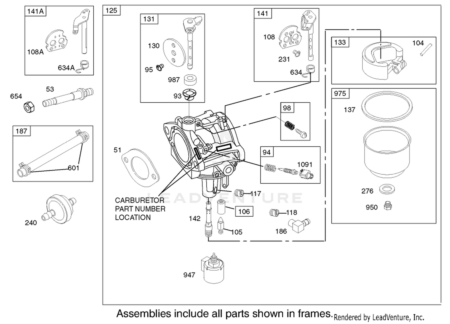 Carburetor Assembly Briggs and Stratton Model 286H77-0121-E1