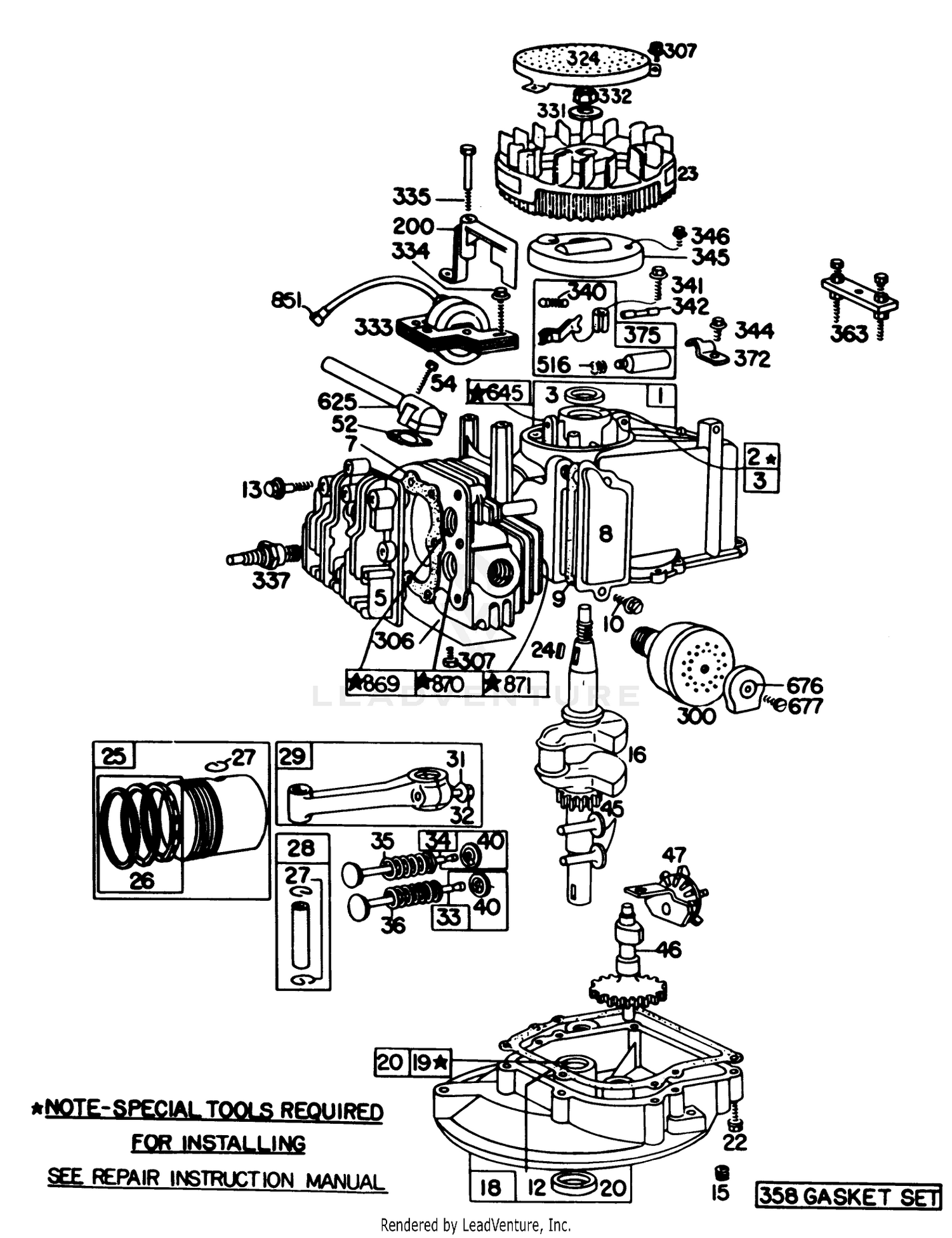 Engine Briggs  Stratton Model 93508-0192-01, Engine Briggs  Stratton Model 92908-1956-01