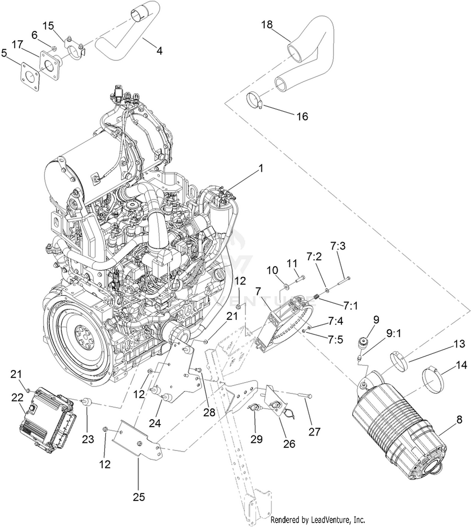 Engine, Air Cleaner and Controller Assembly