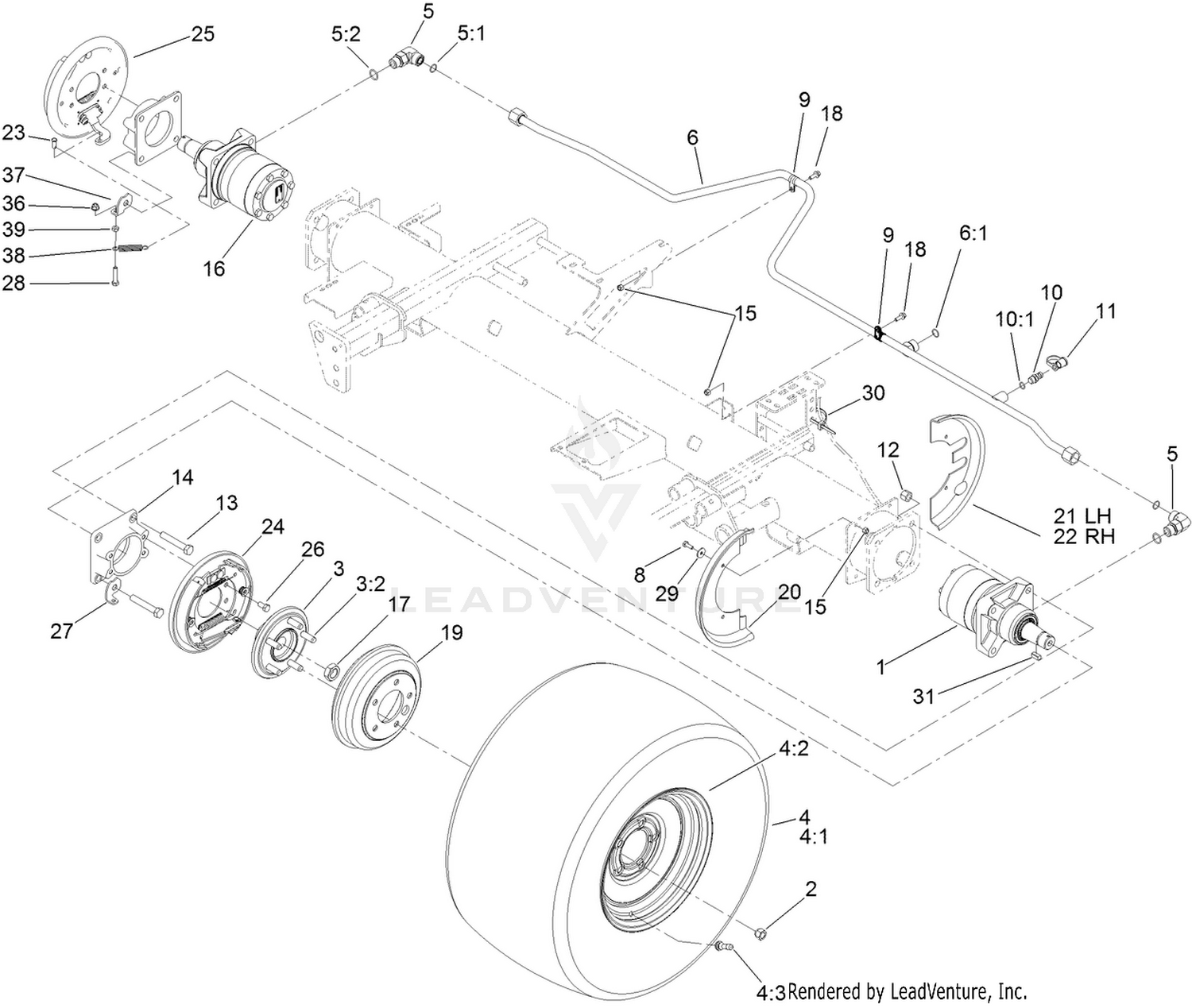 Front Wheel, Brake and Hydraulic Motor Assembly