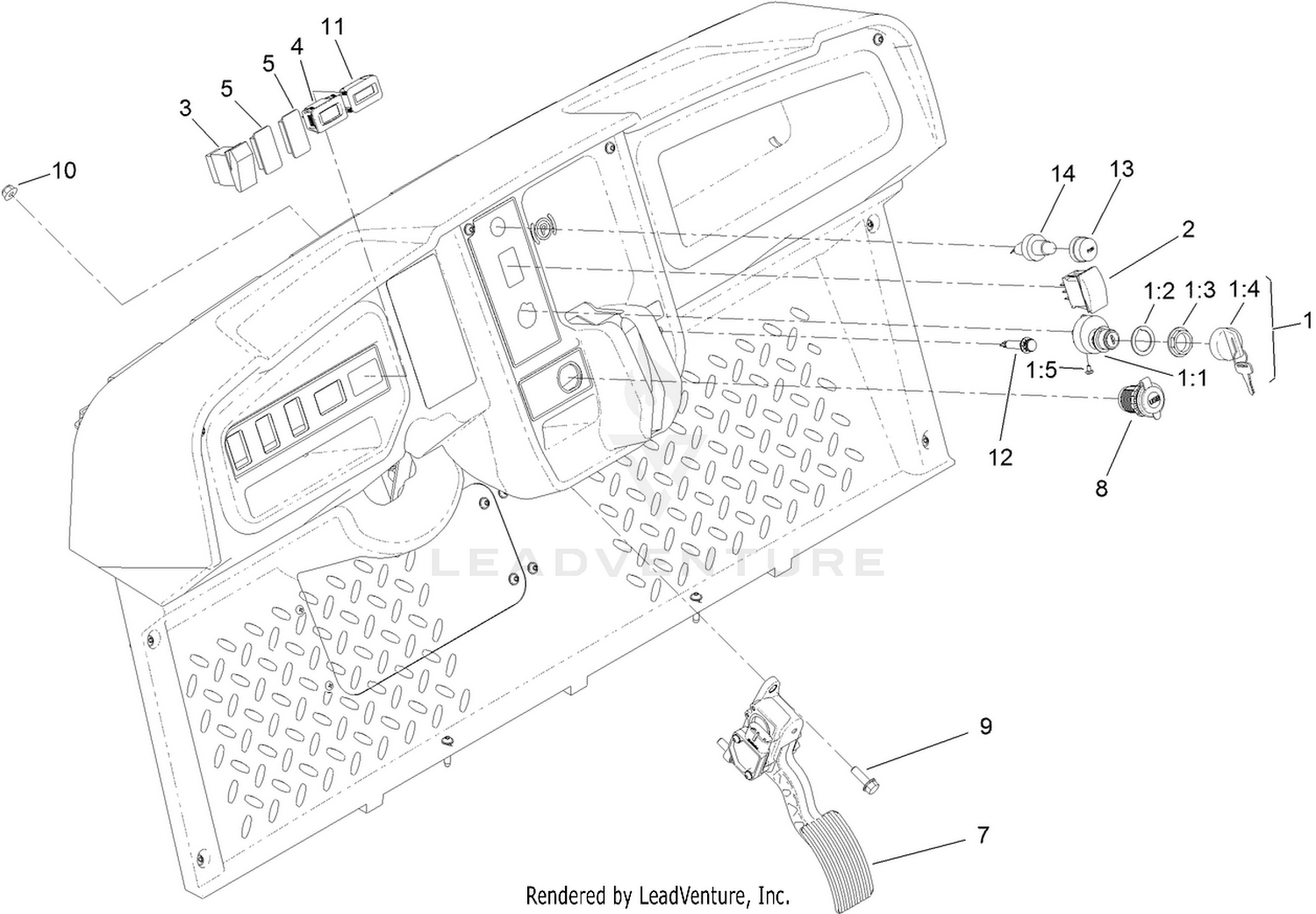 Accelerator Pedal and Key Switch Assembly