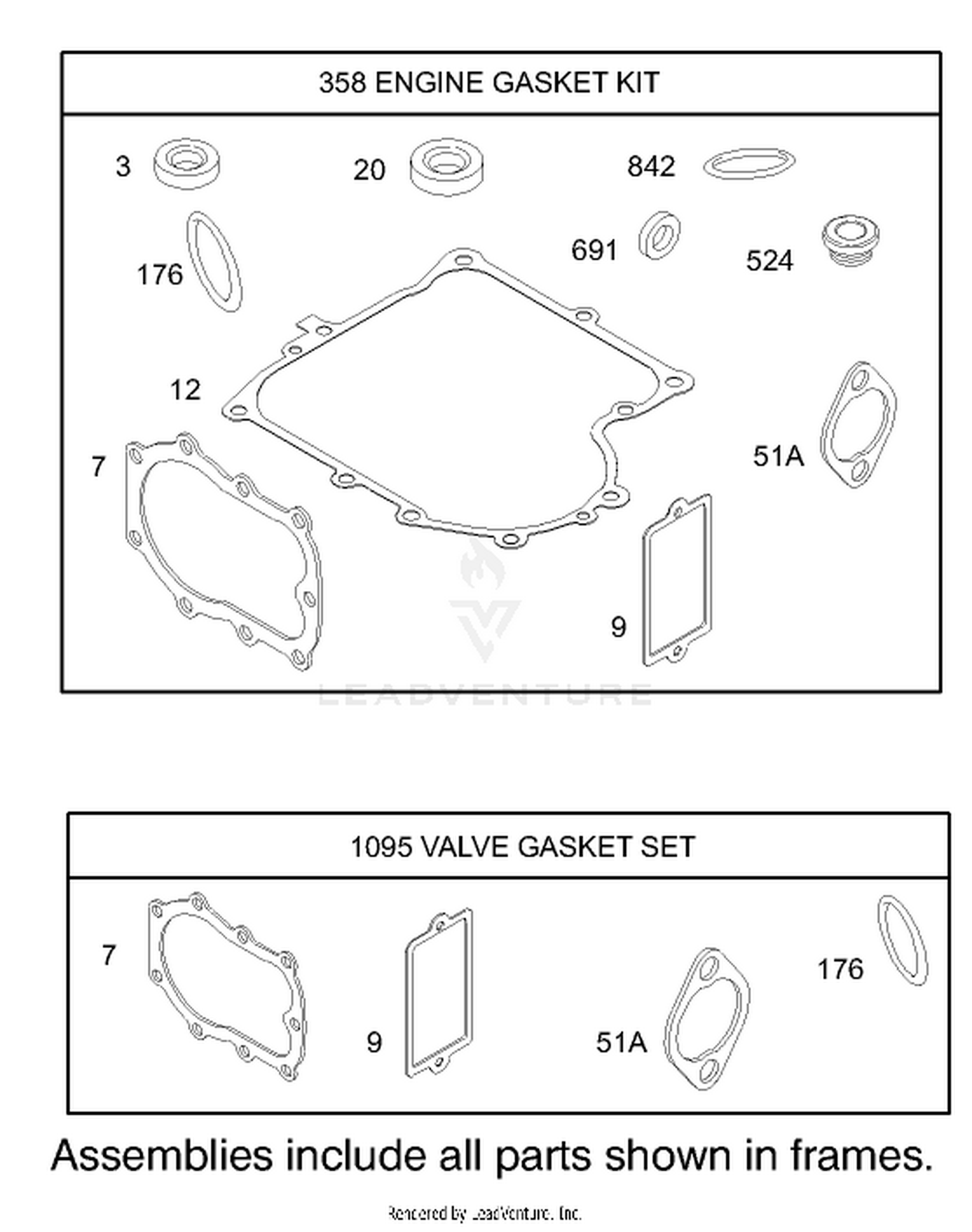 Gasket Assembly Engine Briggs and Stratton Model 28M707-1125-E1