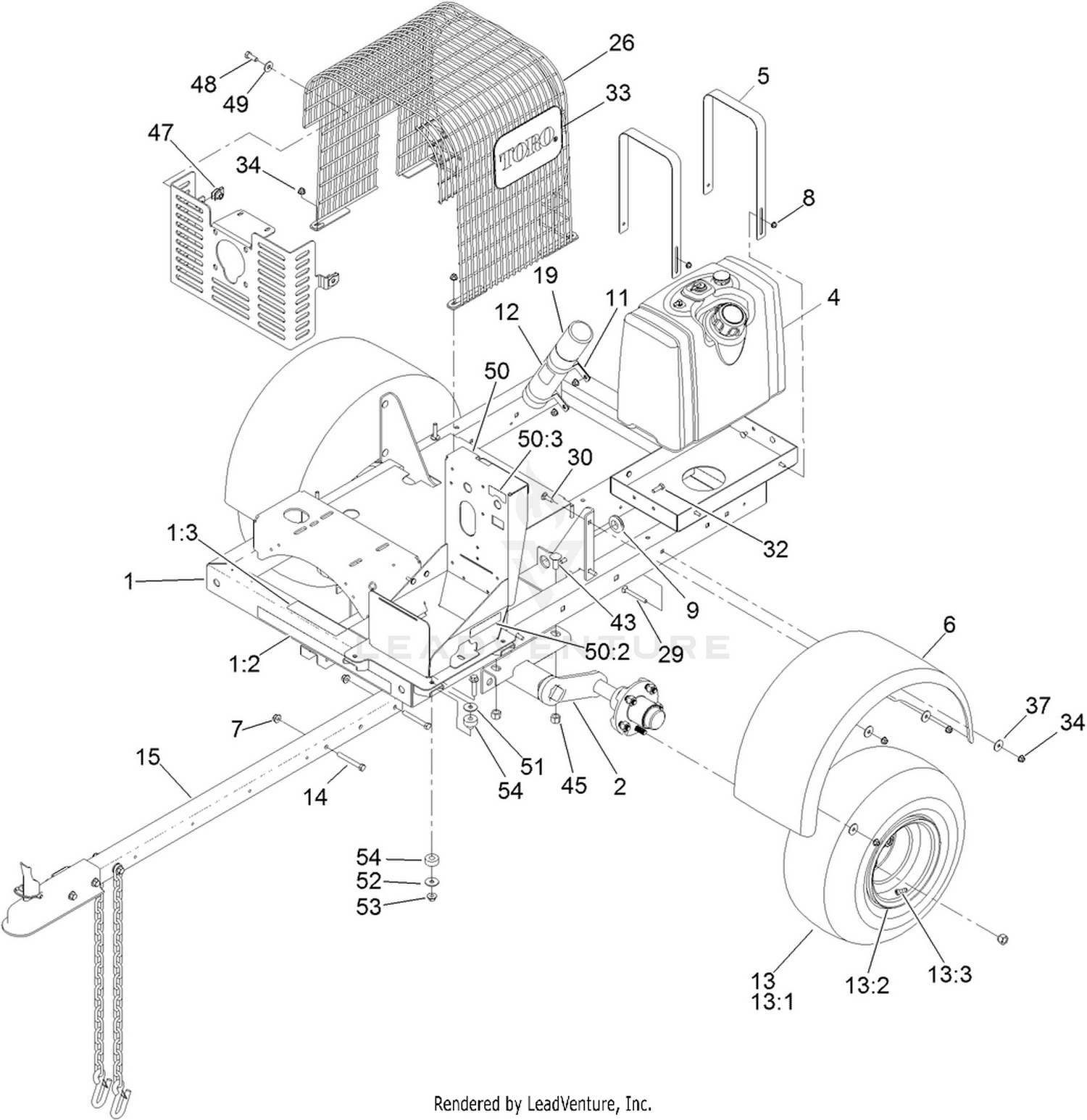 Hitch, Trailer, Fuel Tank, Hub and Wheel Assembly