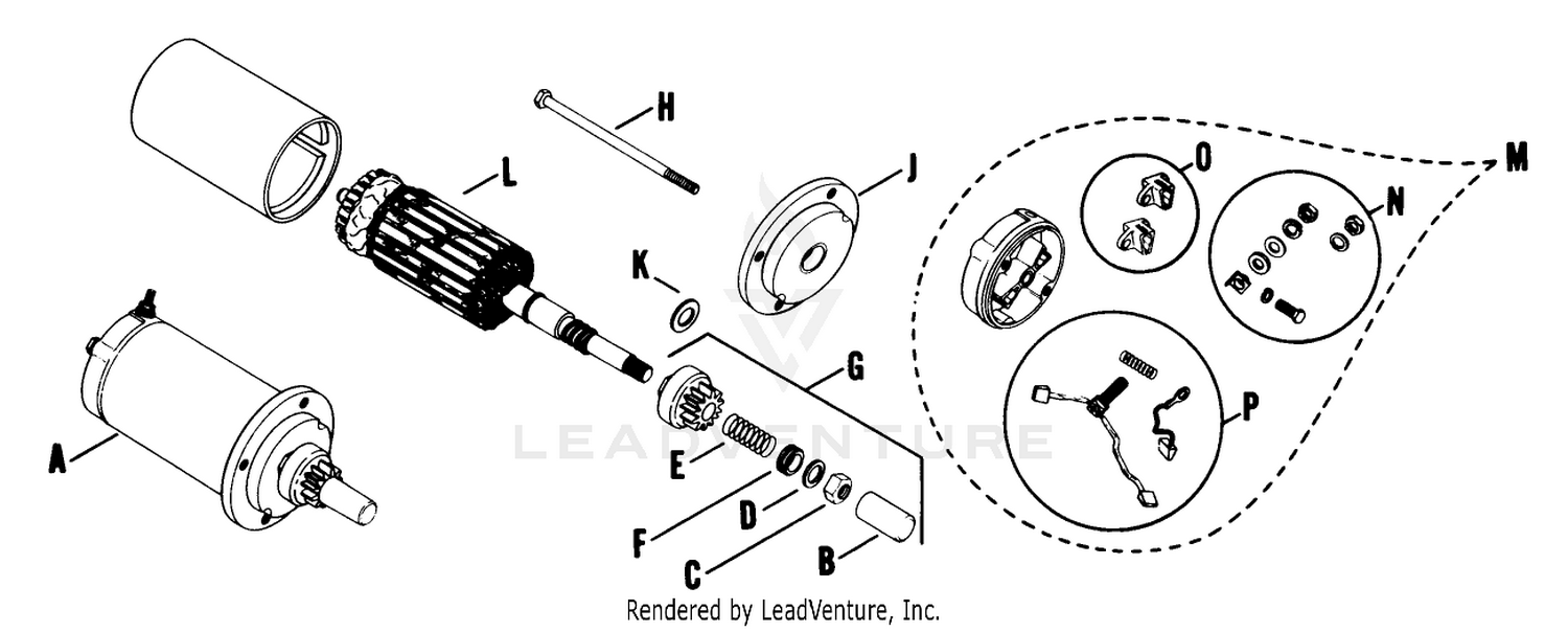 Electric Starter Assembly Engine Kohler Model No. K582qs Type No. Pc-36273a