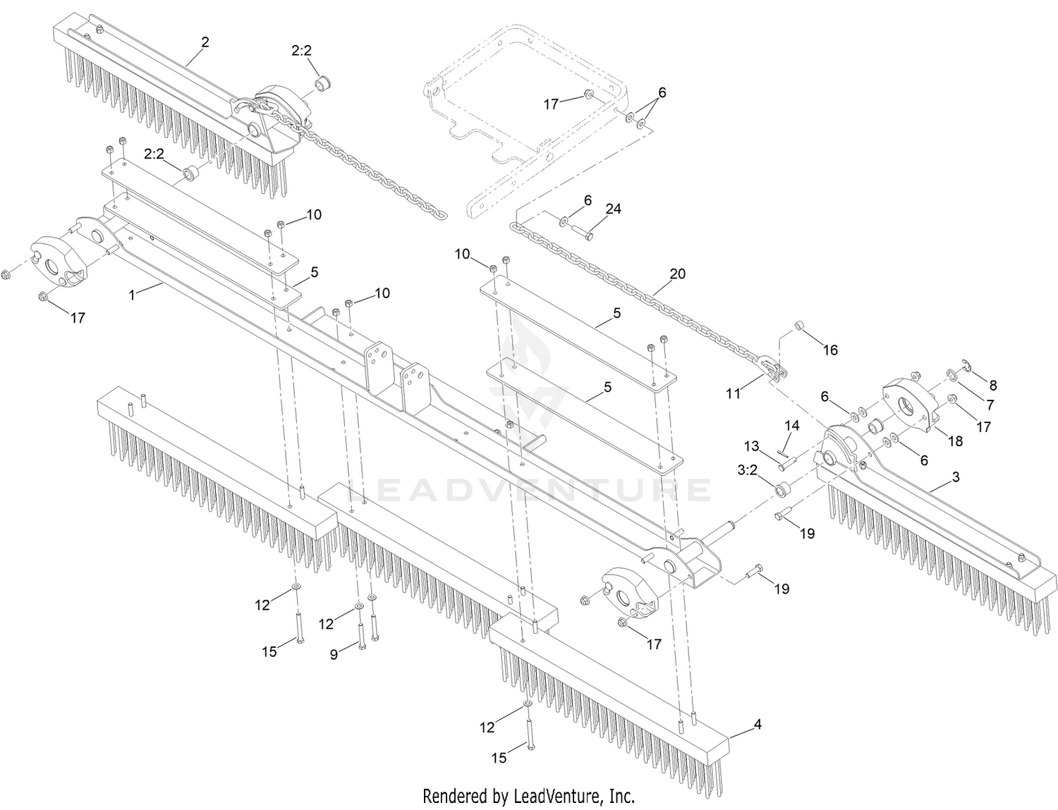 Segmented Wide Rear Broom Assembly