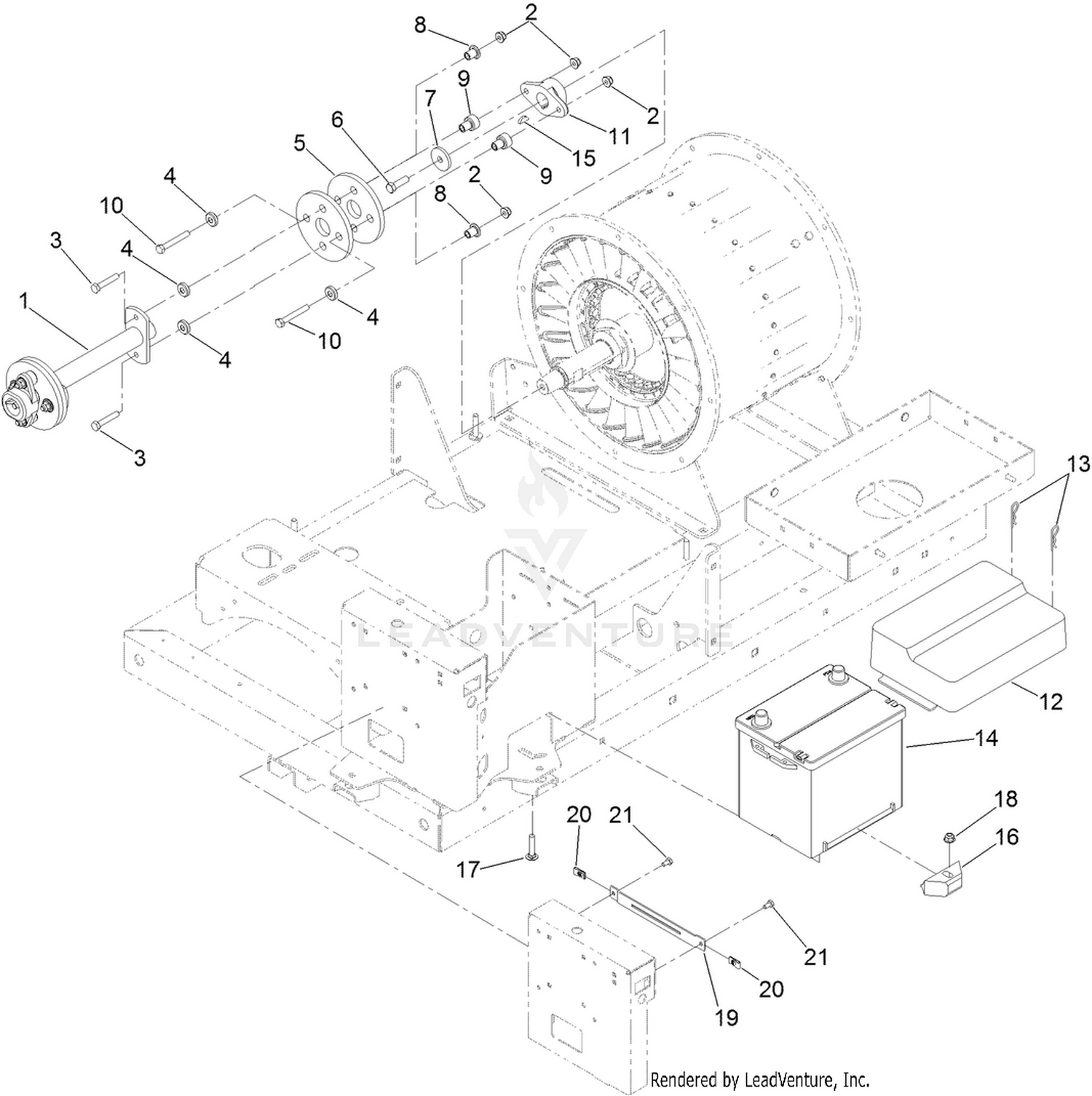 Battery and Drive Shaft Assembly