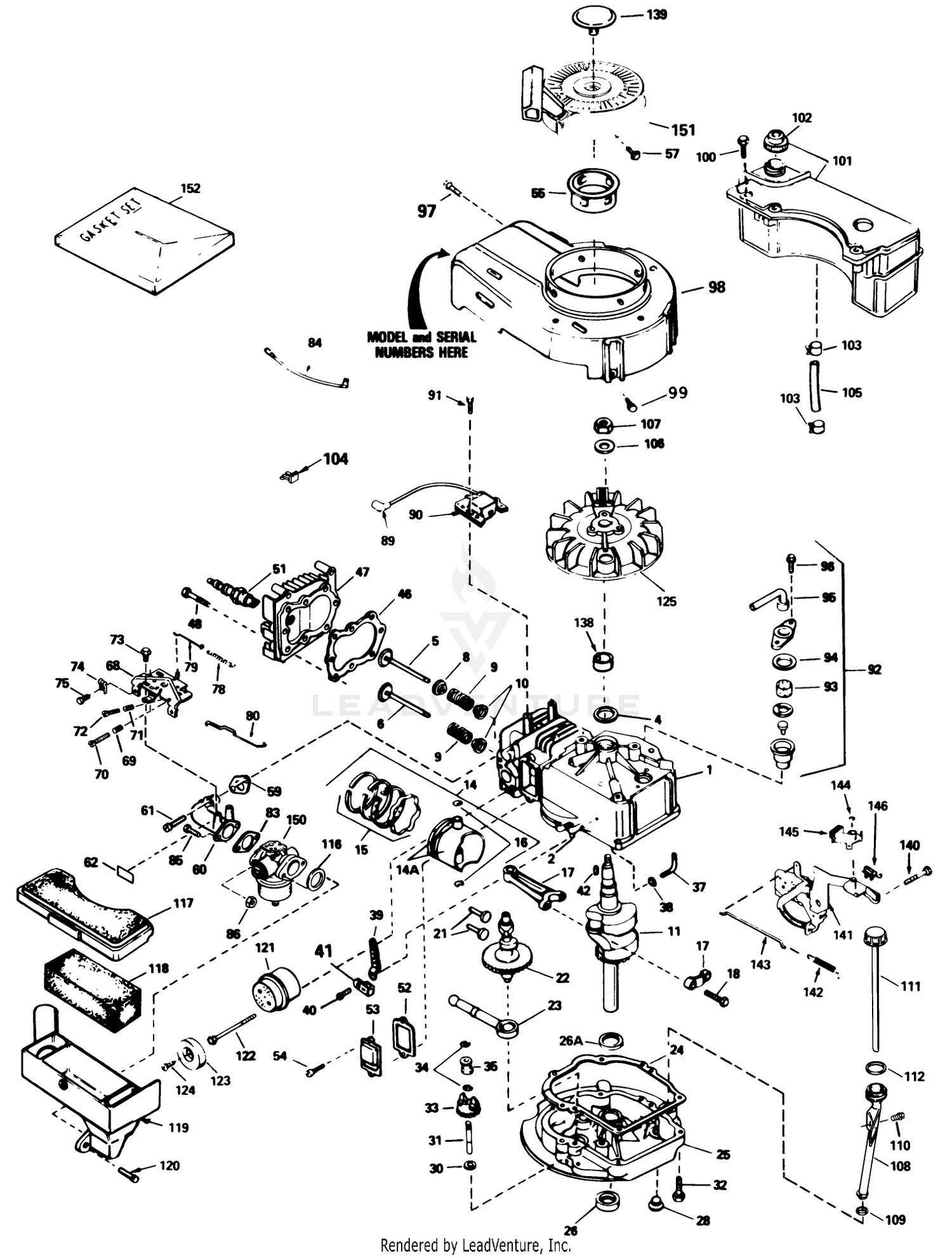 Engine Tecumseh Model No. Tvs100-44012b