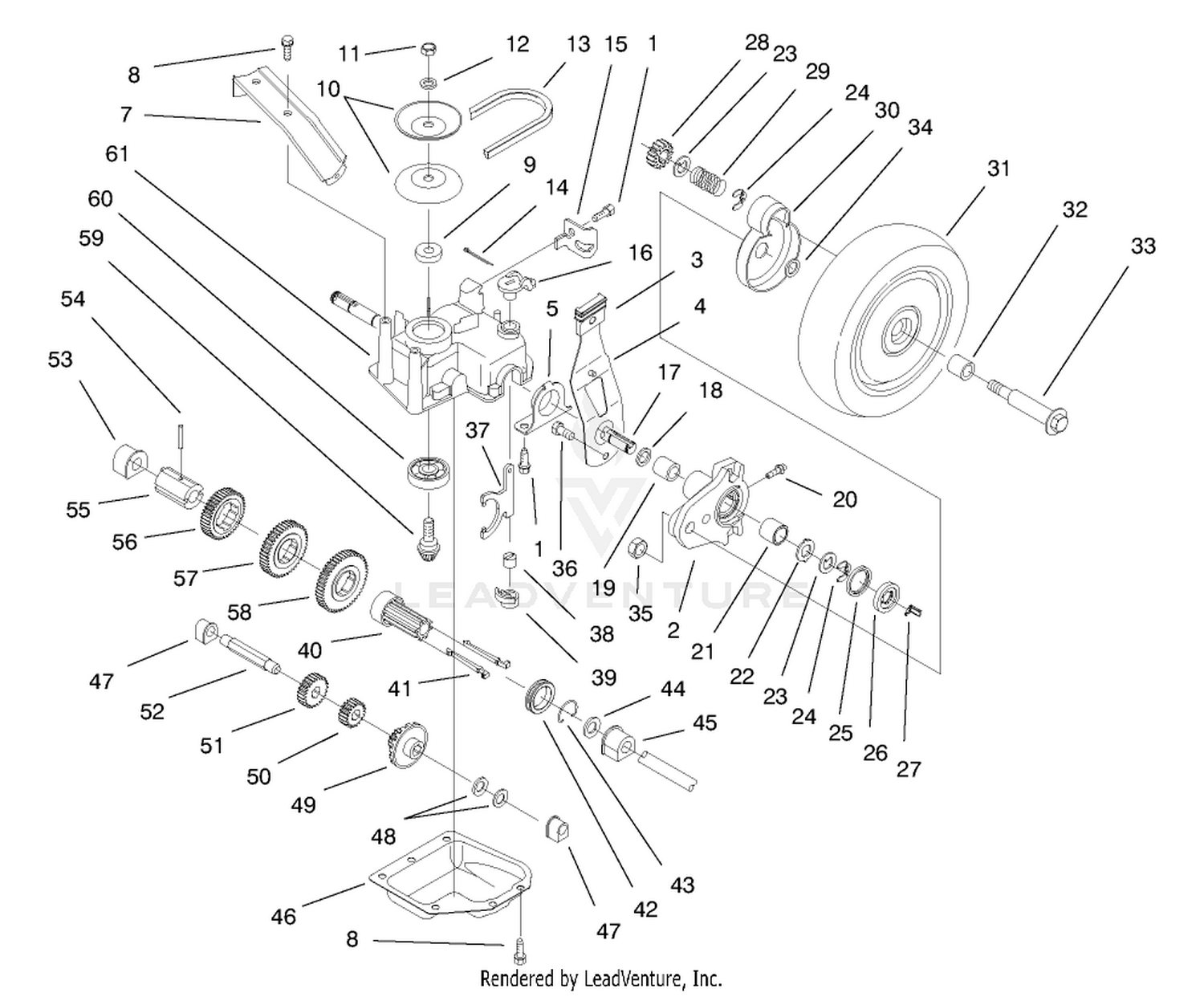 Deck Suspension  Gear Case Assembly