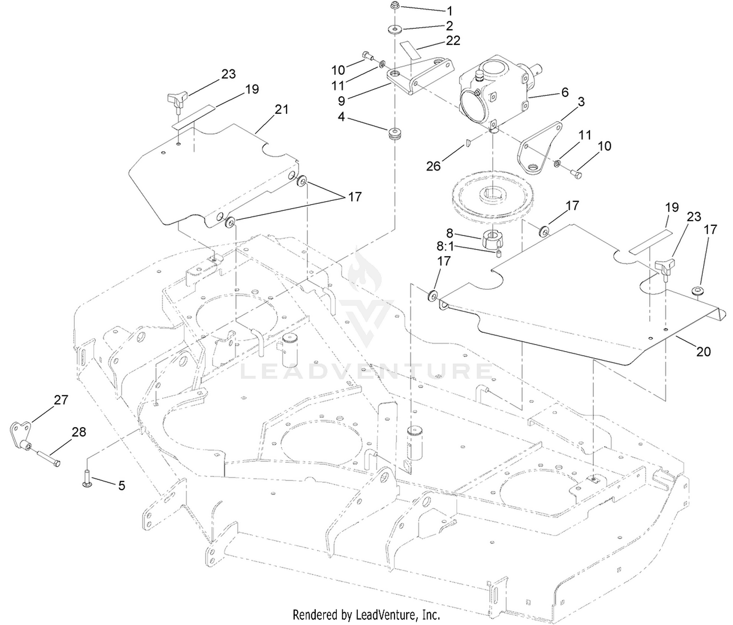 Deck Cover and Gearbox Assembly